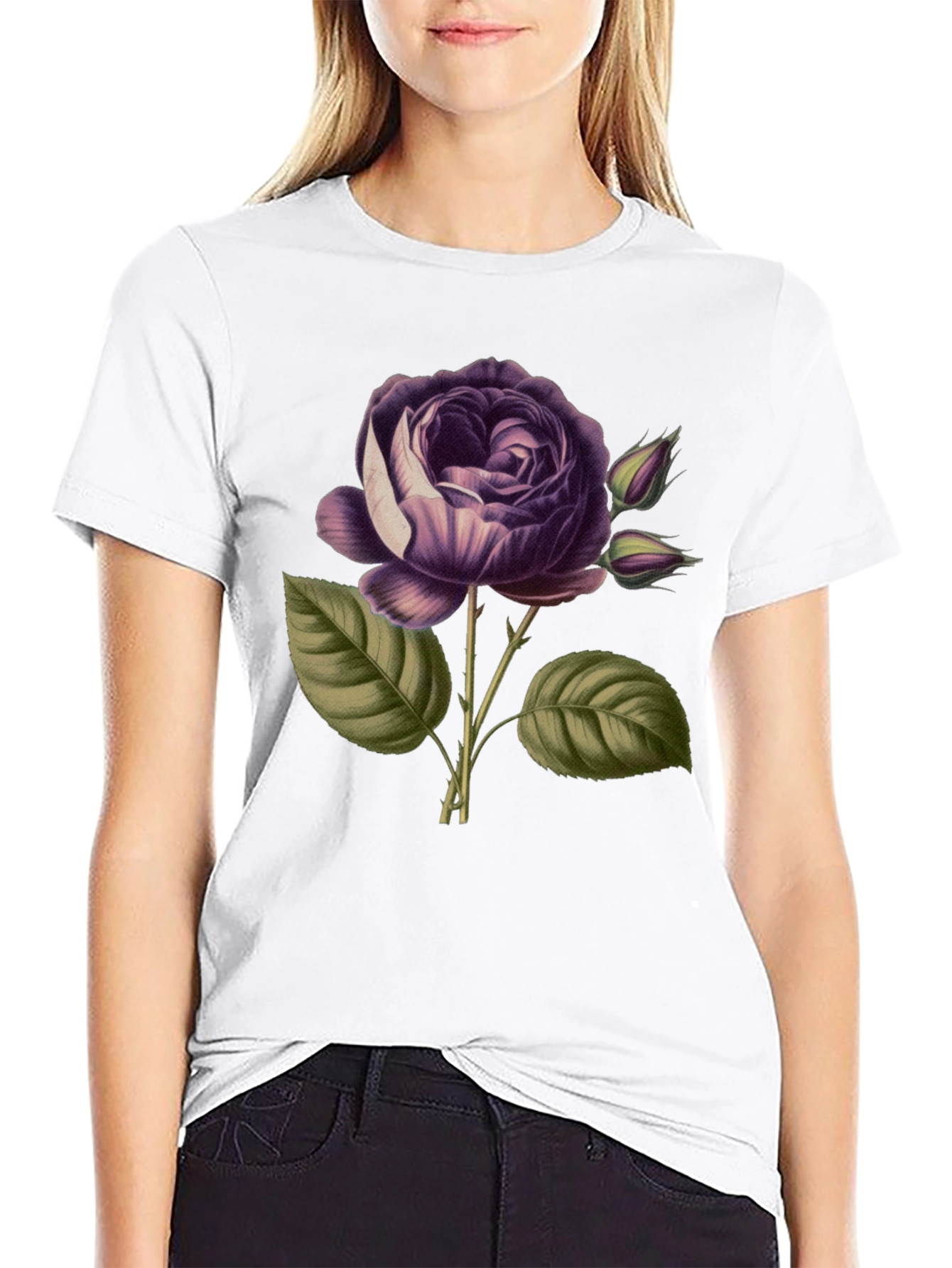 Elegant Rose Graphic Tee - Stylish Floral Design