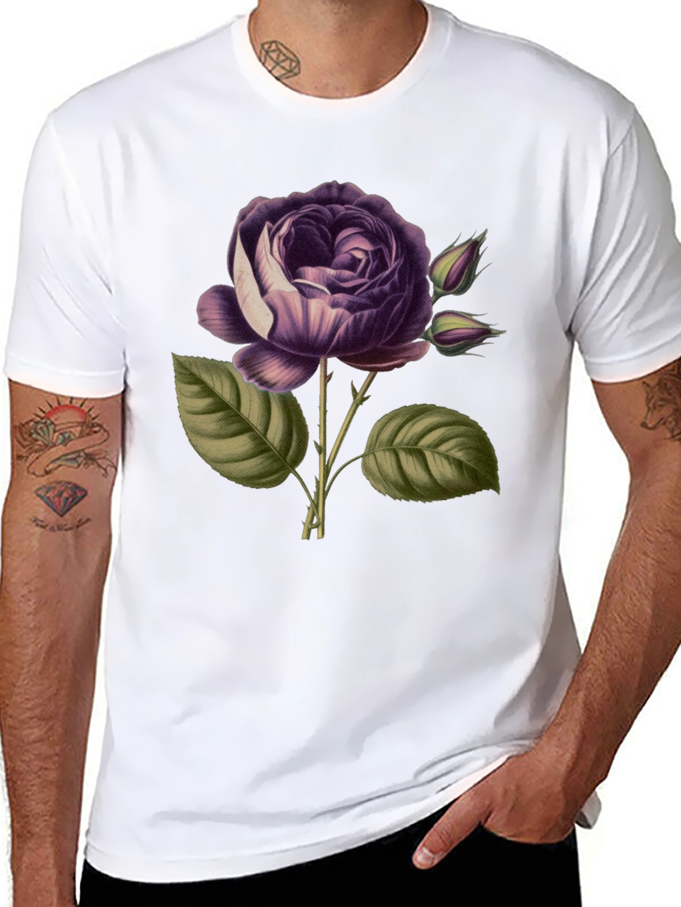 Elegant Rose Graphic Tee - Stylish Floral Design
