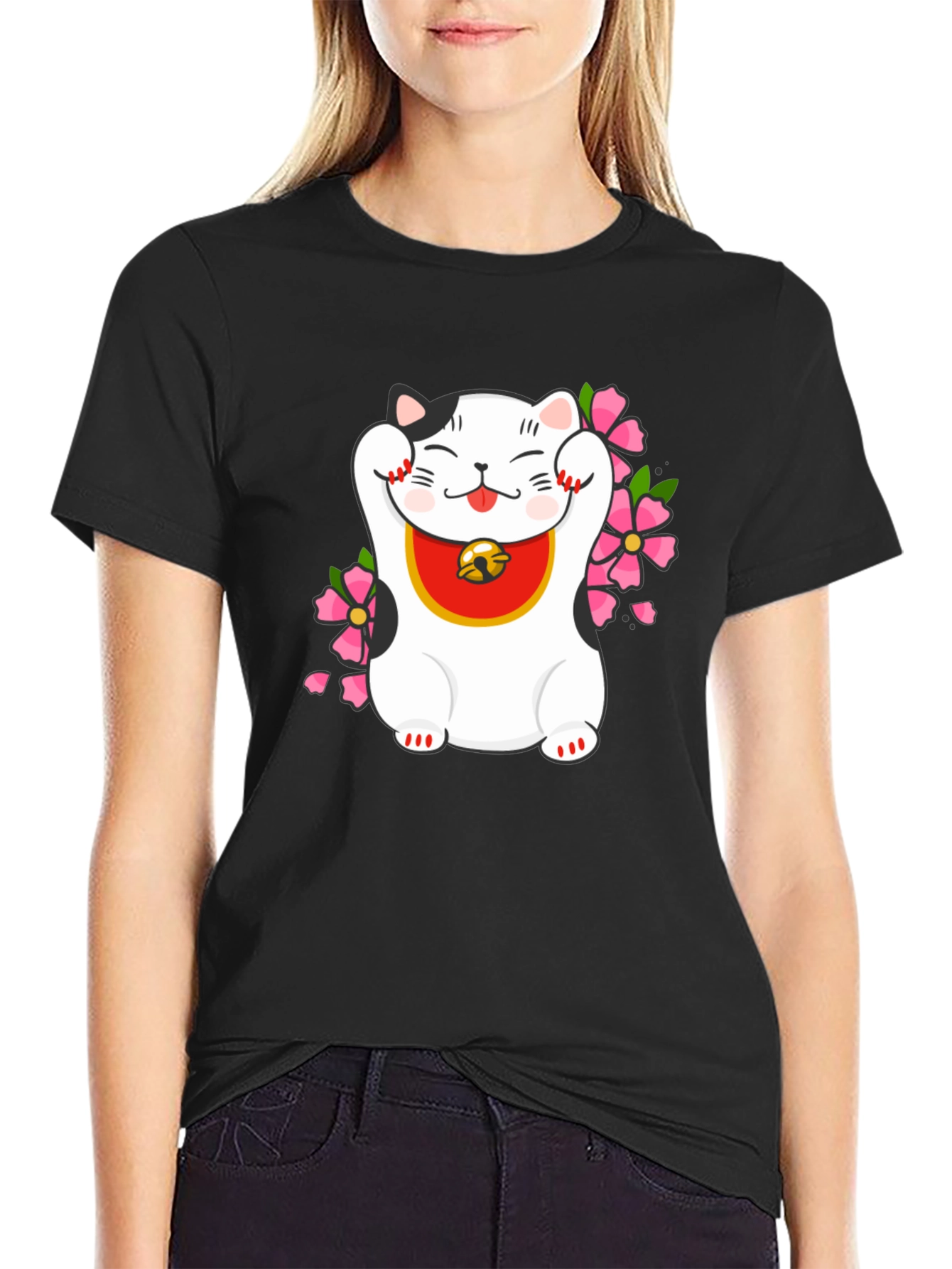 Lucky Cat T-Shirt - Trendy Graphic Tee