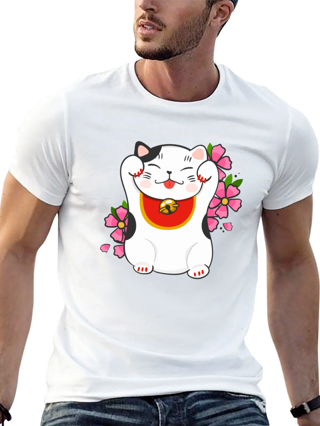 Lucky Cat T-Shirt - Trendy Graphic Tee