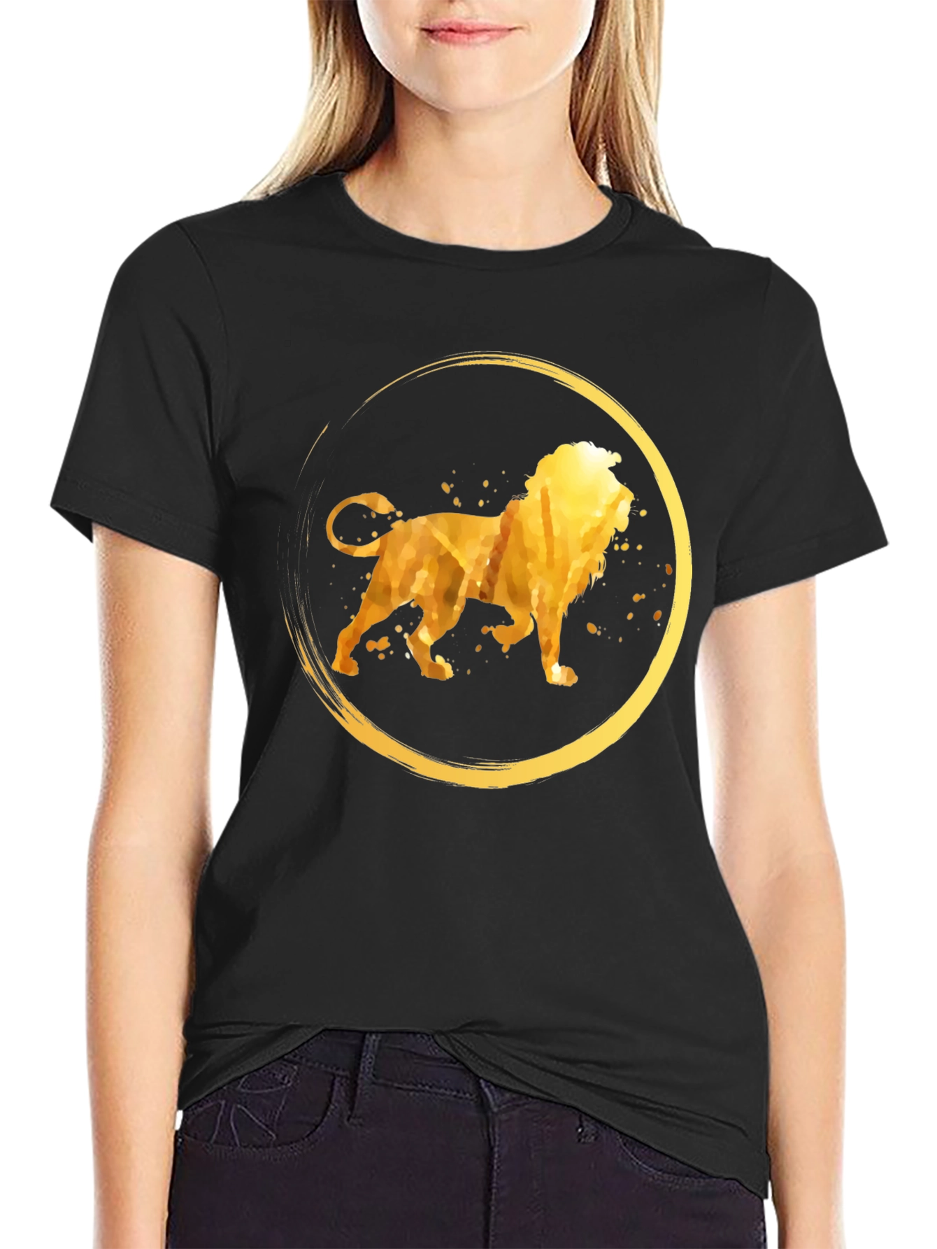 Golden Lion Circle Graphic T-Shirt