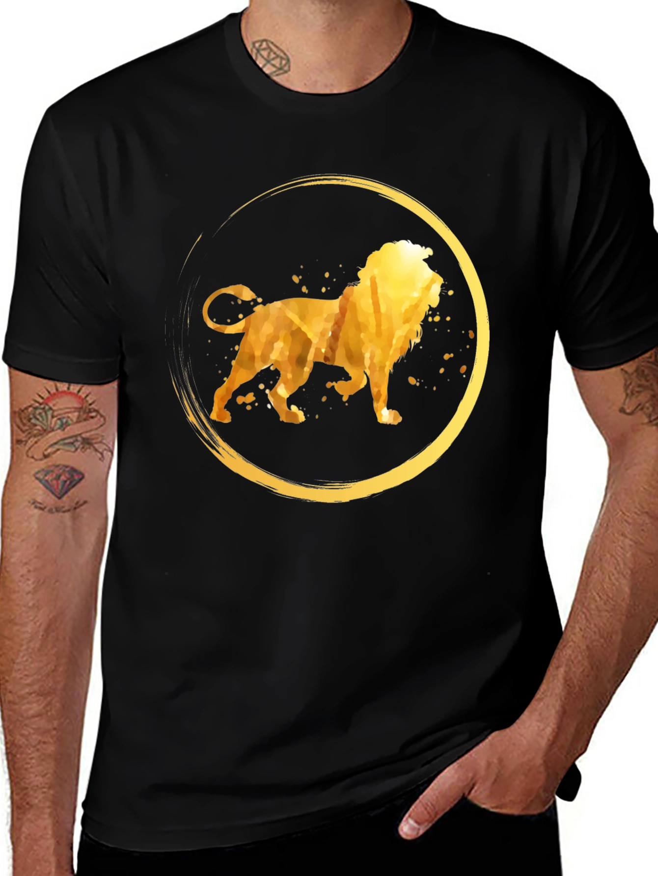 Golden Lion Circle Graphic T-Shirt