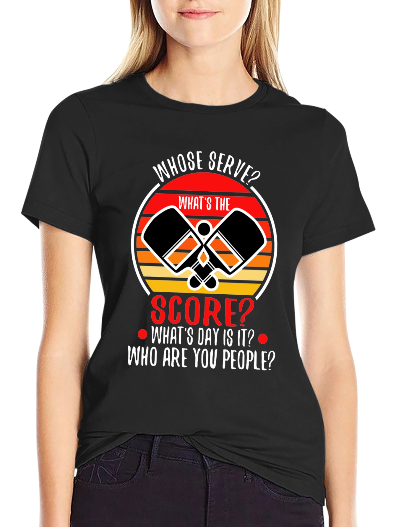 Pickleball T-Shirt: Whose Serve? Funny Pickleball Player Tee