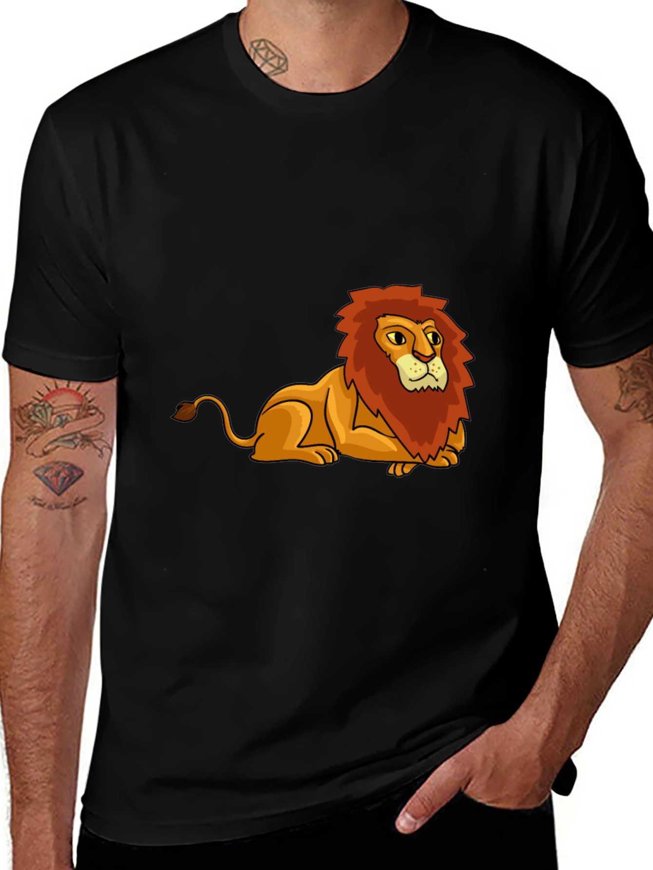 Lion Graphic Tee - Black Cotton Blend