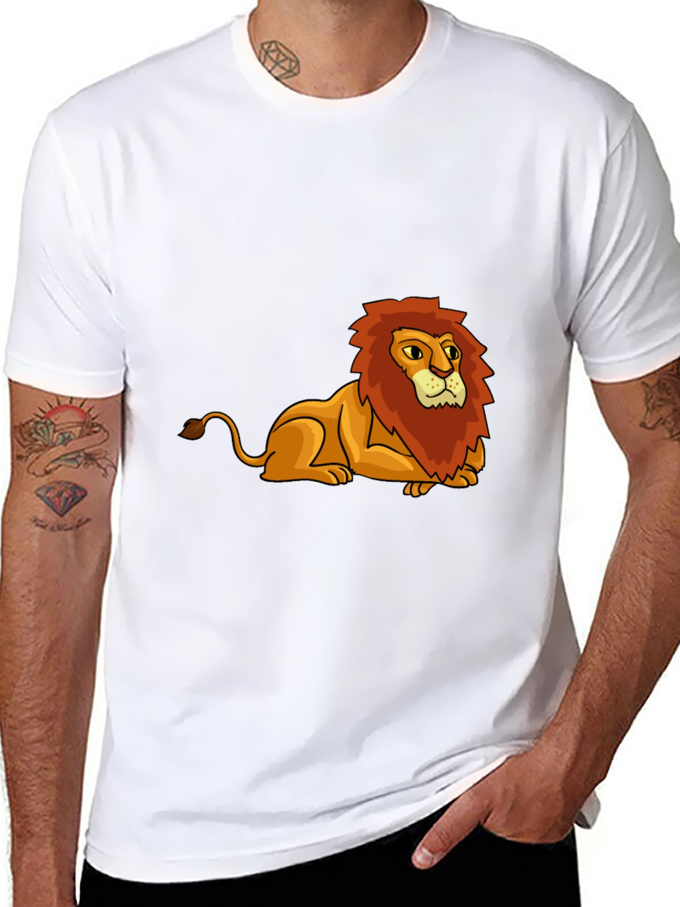 Lion Graphic Tee - Black Cotton Blend