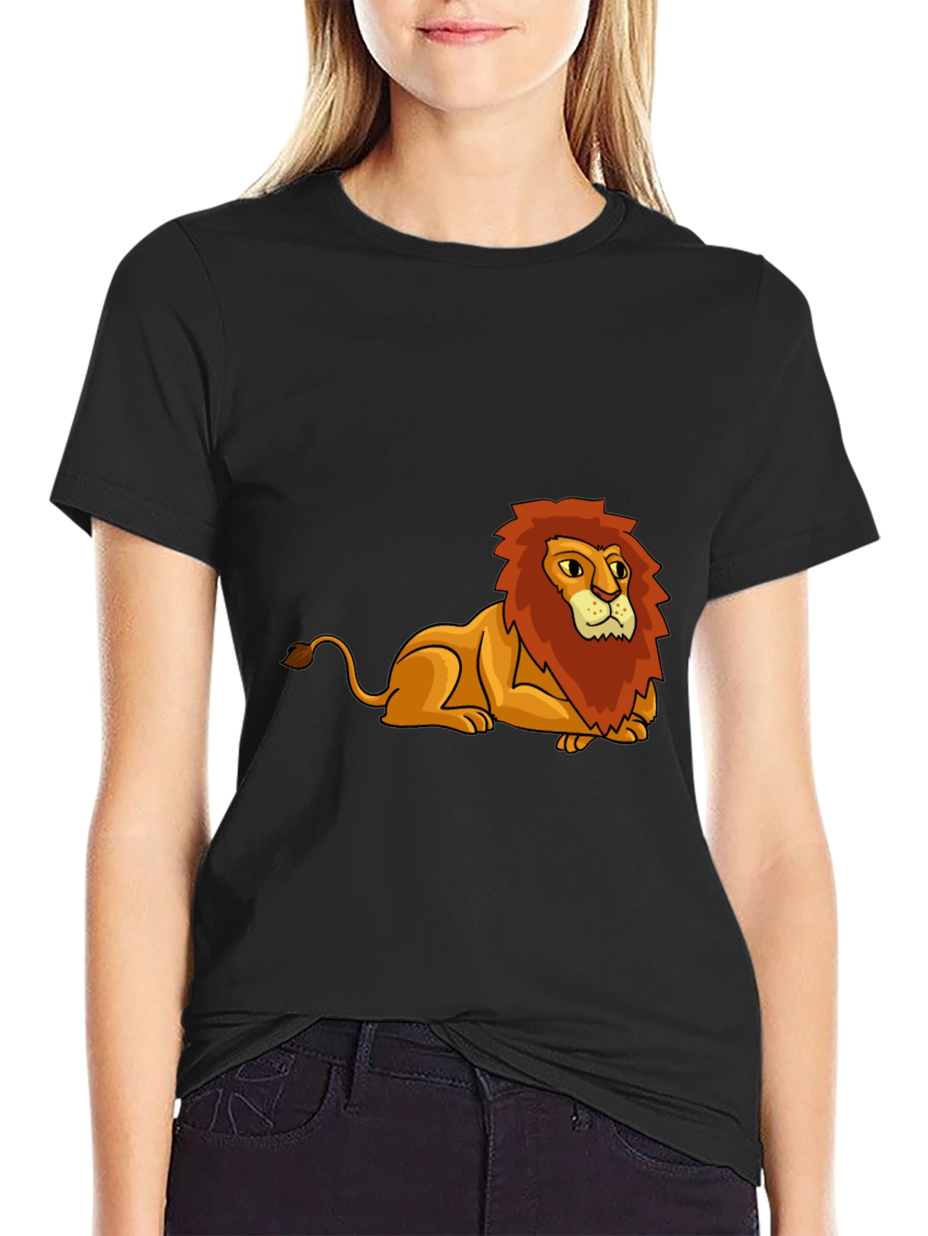 Lion Graphic Tee - Black Cotton Blend