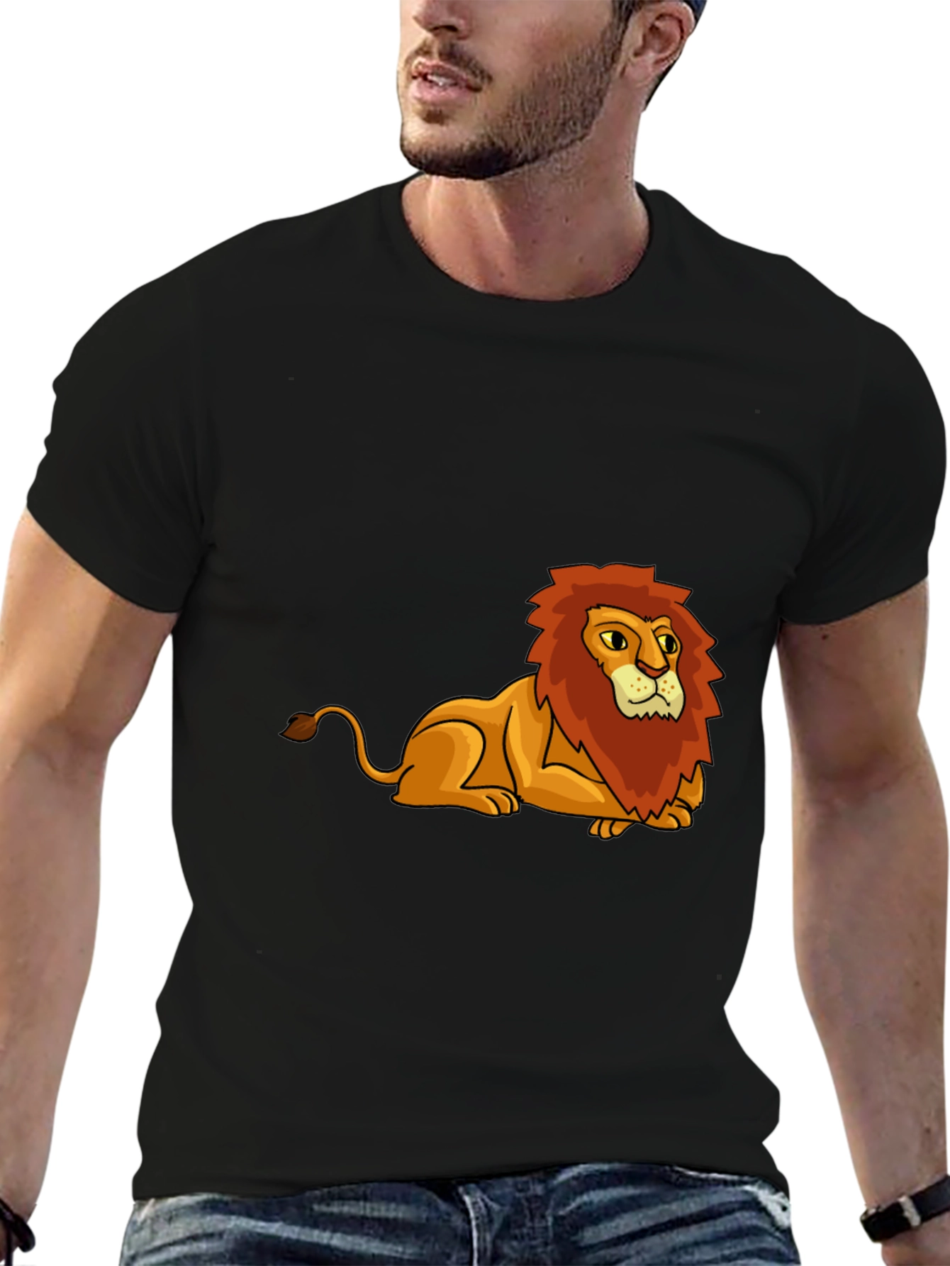 Lion Graphic Tee - Black Cotton Blend