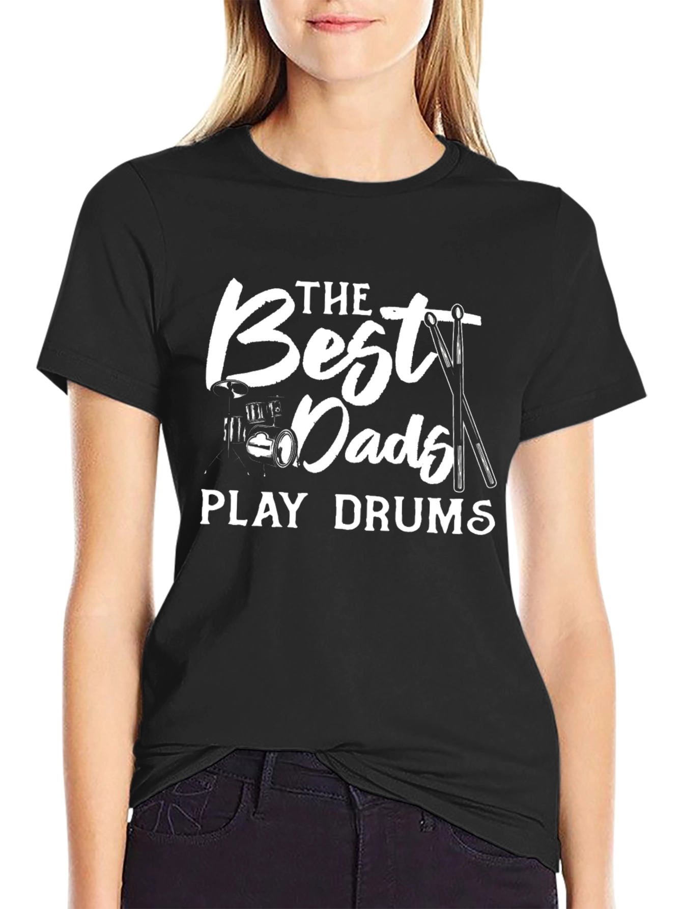 Best Dads Play Drums Black Graphic Tee