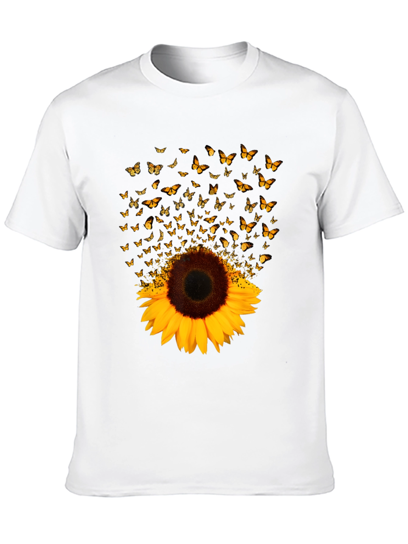 Sunflower Butterfly Graphic Black T-Shirt