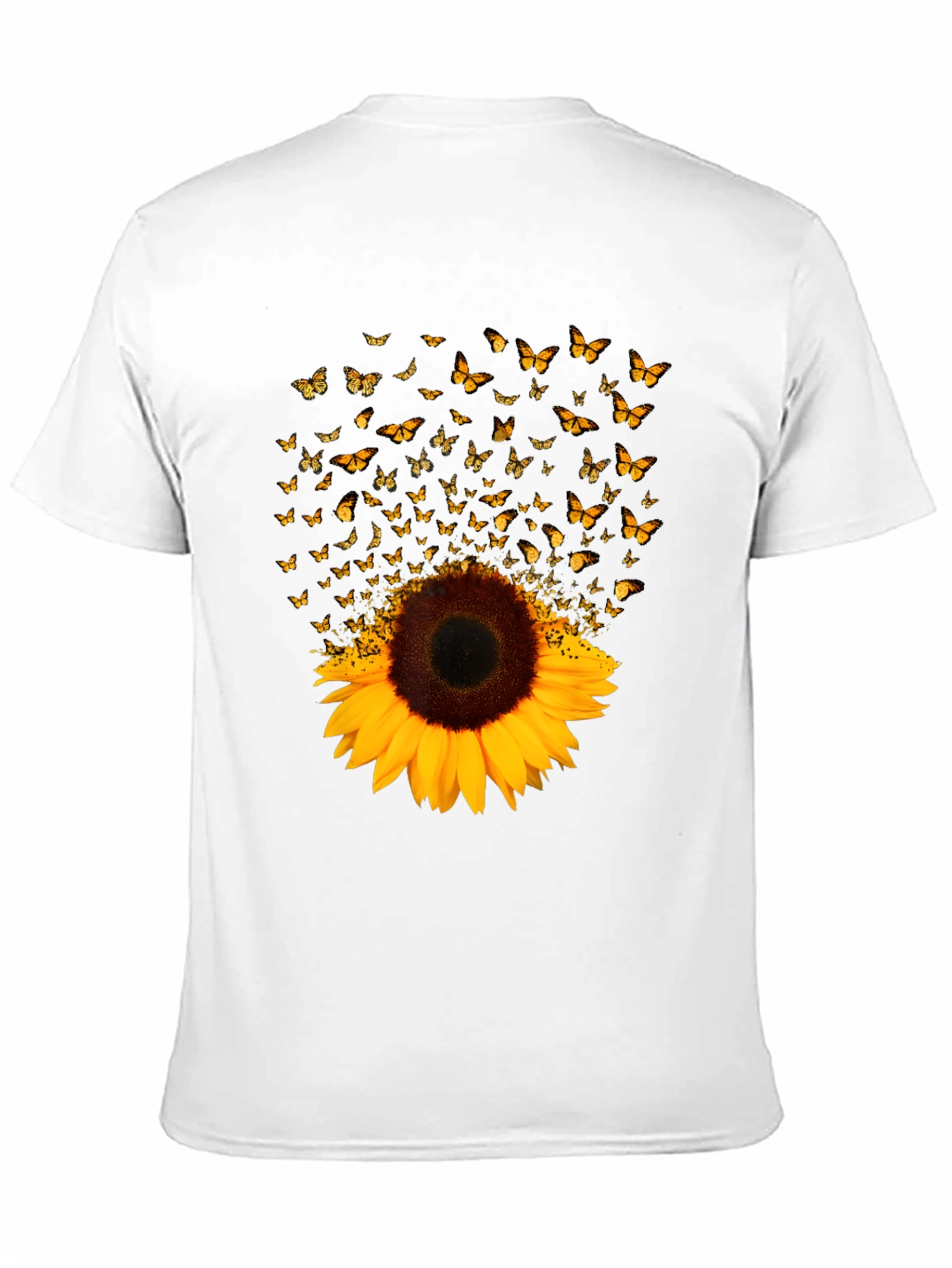 Sunflower Butterfly Graphic Black T-Shirt