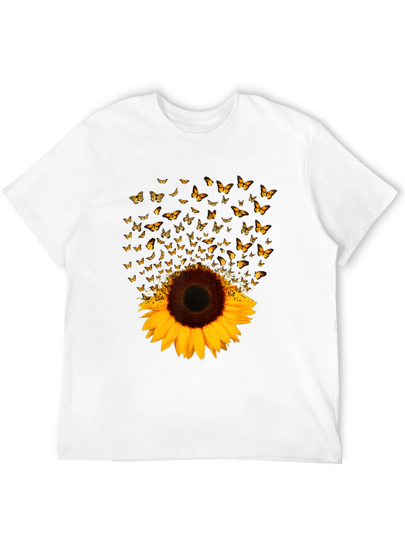 Sunflower Butterfly Graphic Black T-Shirt