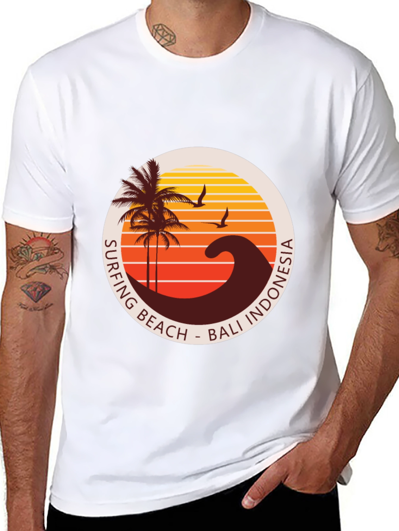 Bali Indonesia Surfing Beach Graphic Tee
