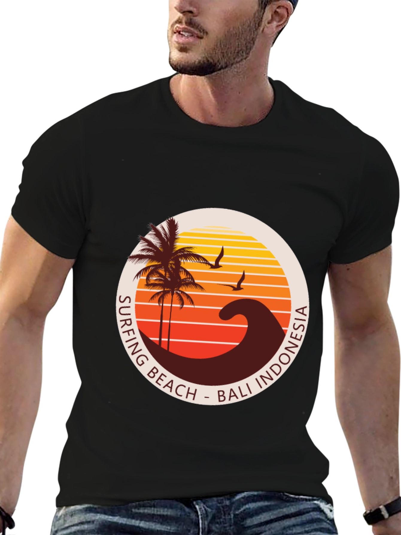 Bali Indonesia Surfing Beach Graphic Tee