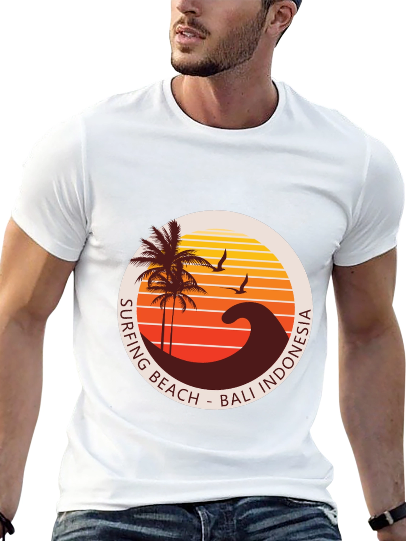 Bali Indonesia Surfing Beach Graphic Tee