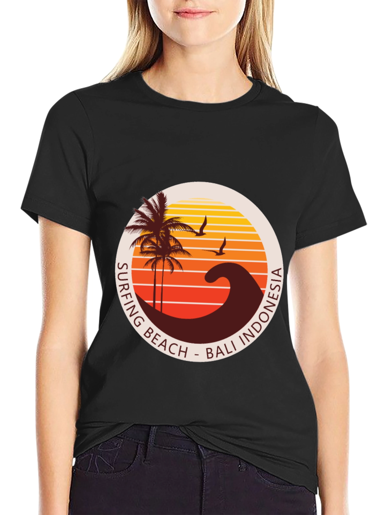 Bali Indonesia Surfing Beach Graphic Tee
