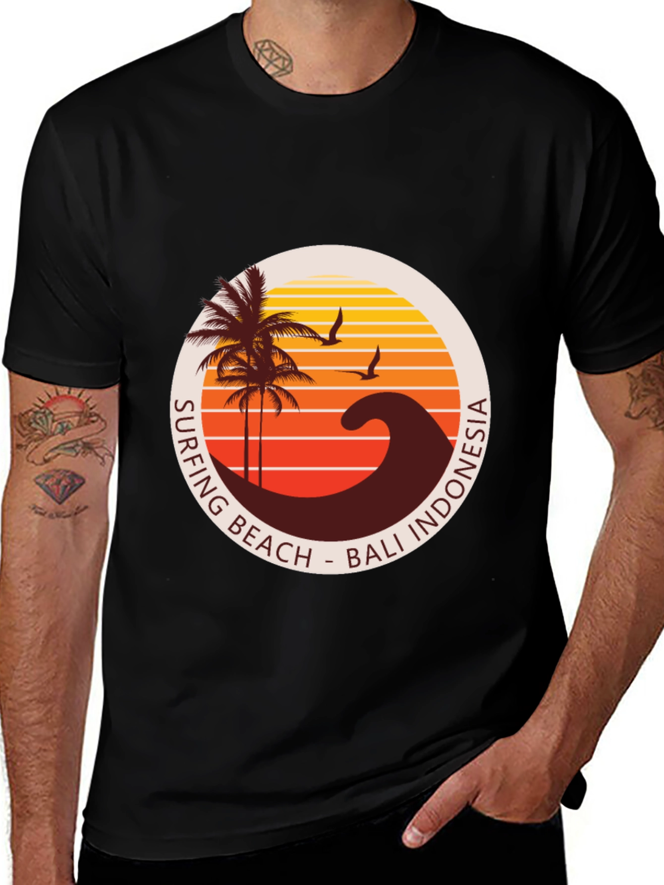 Bali Indonesia Surfing Beach Graphic Tee