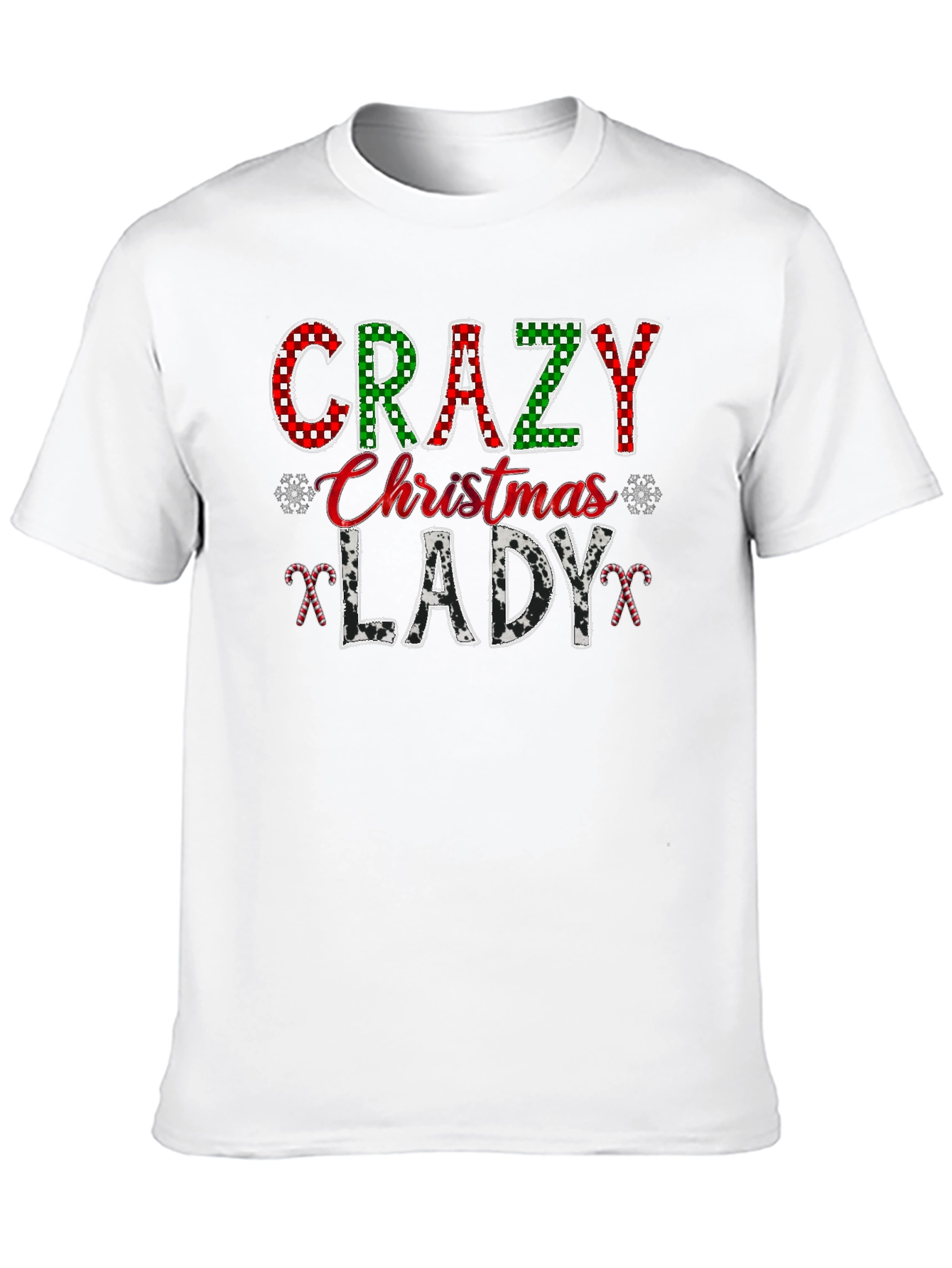 Crazy Christmas Lady Black Graphic T-Shirt