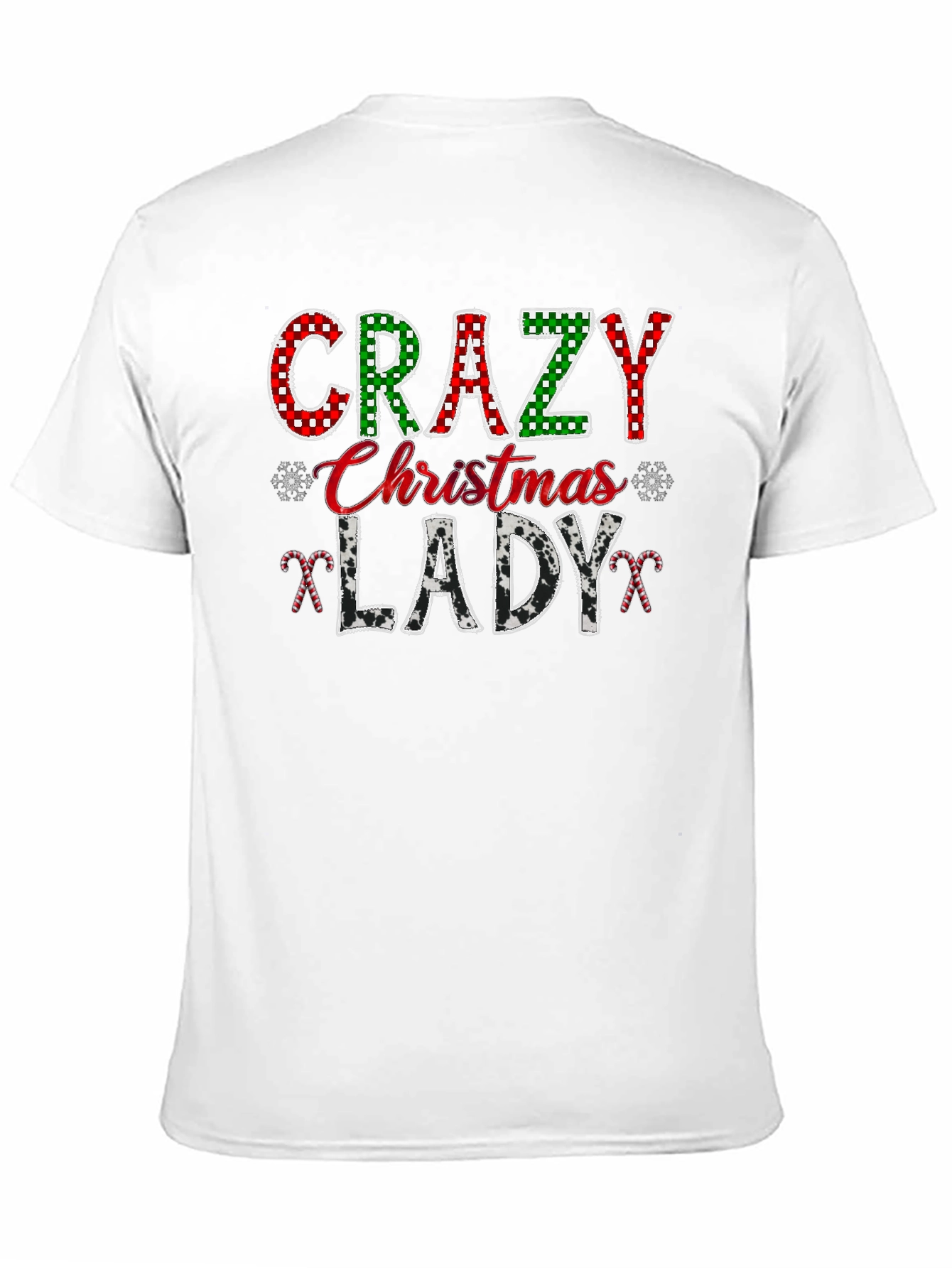 Crazy Christmas Lady Black Graphic T-Shirt