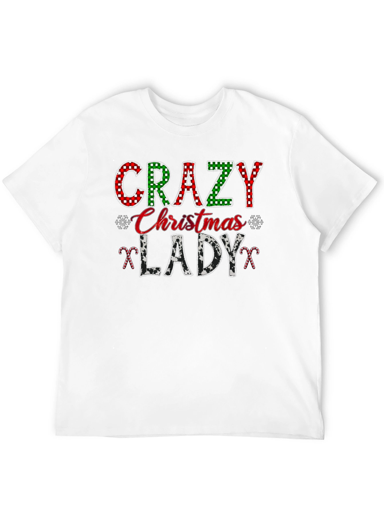 Crazy Christmas Lady Black Graphic T-Shirt