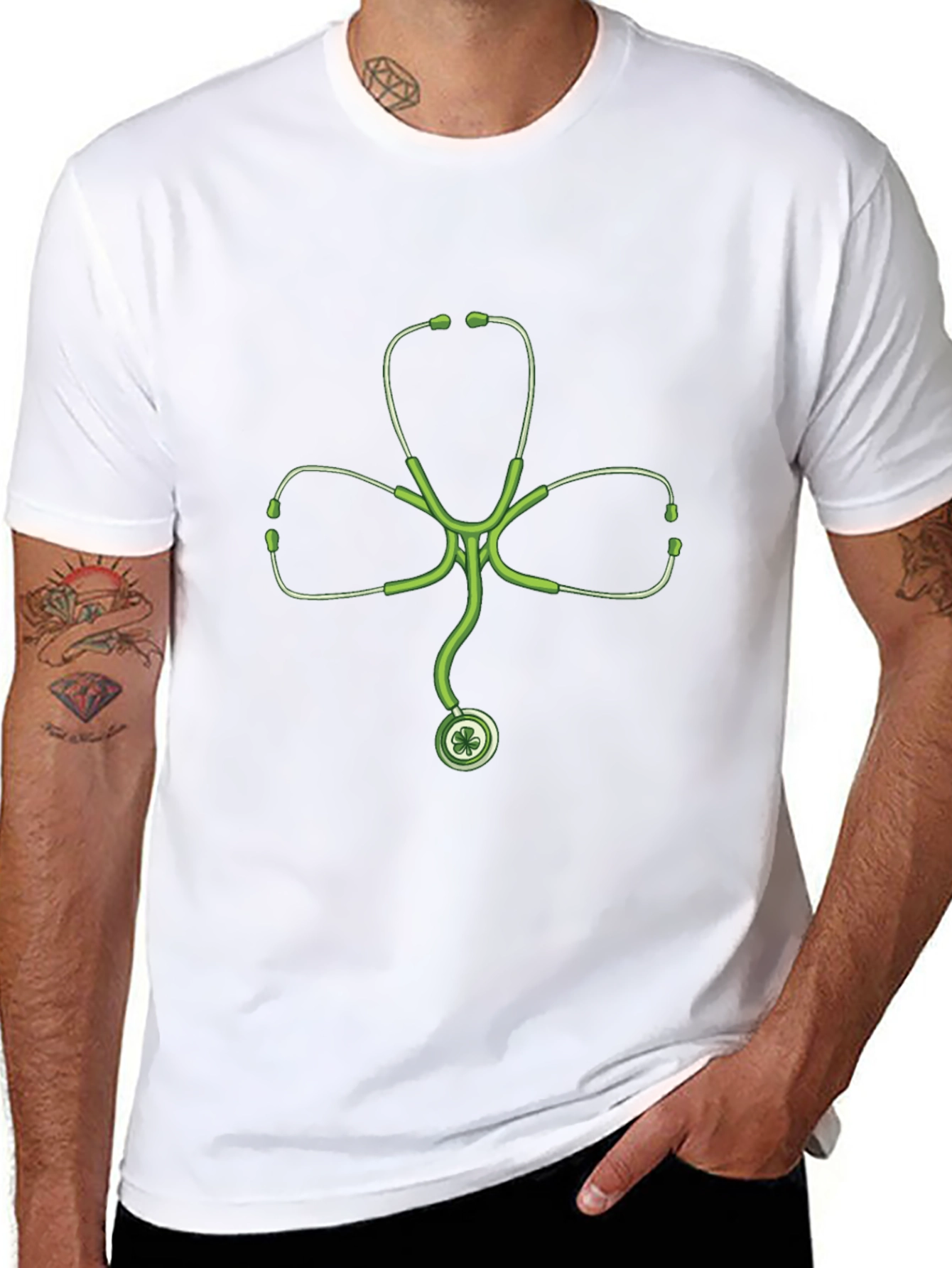 Stethoscope Shamrock Black T-Shirt