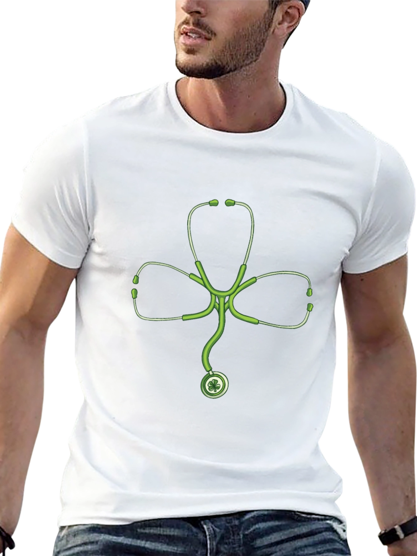 Stethoscope Shamrock Black T-Shirt
