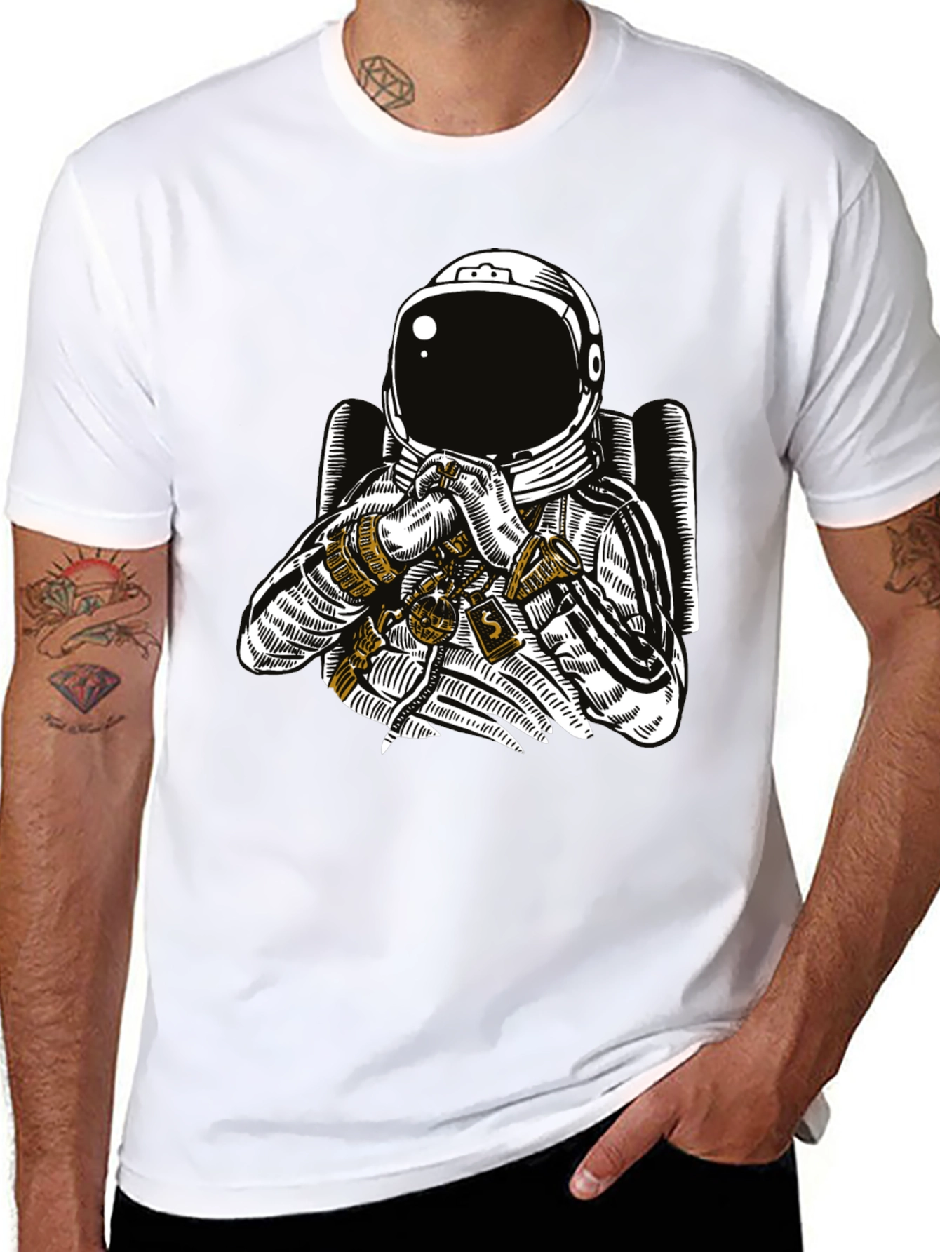 Astronaut Graphic Tee - Black Cotton T-Shirt