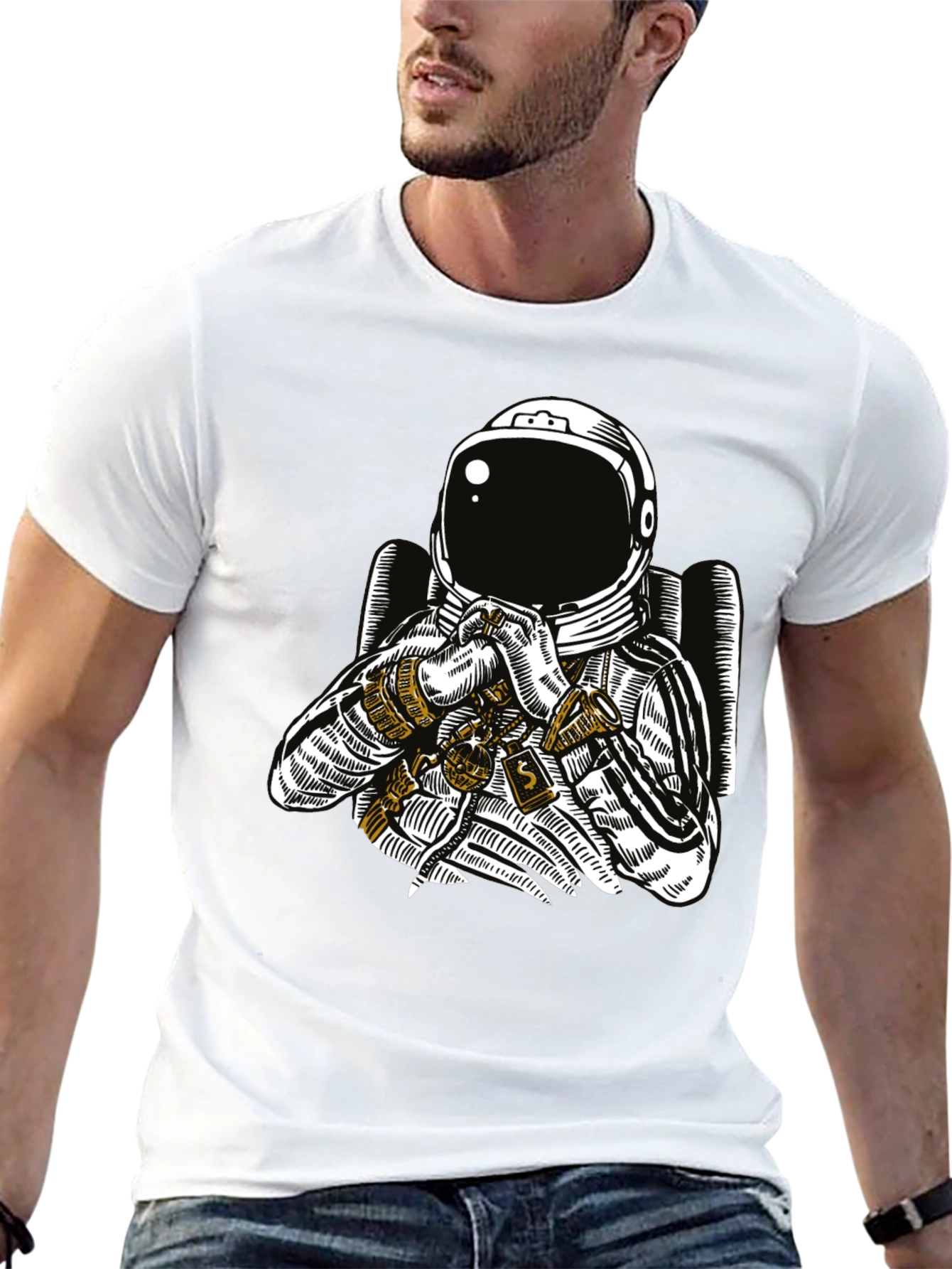 Astronaut Graphic Tee - Black Cotton T-Shirt