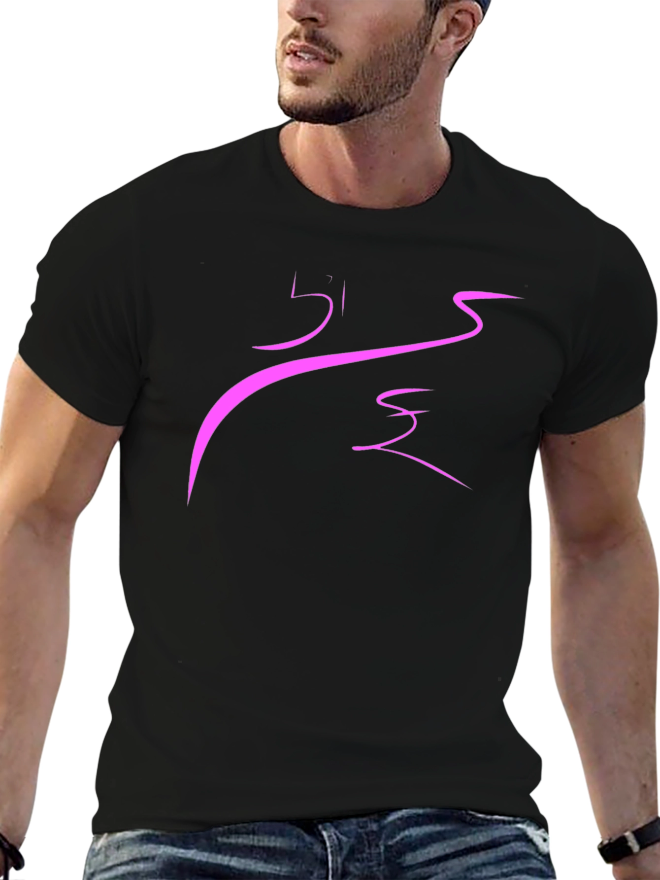 Abstract Pink Design Black T-Shirt