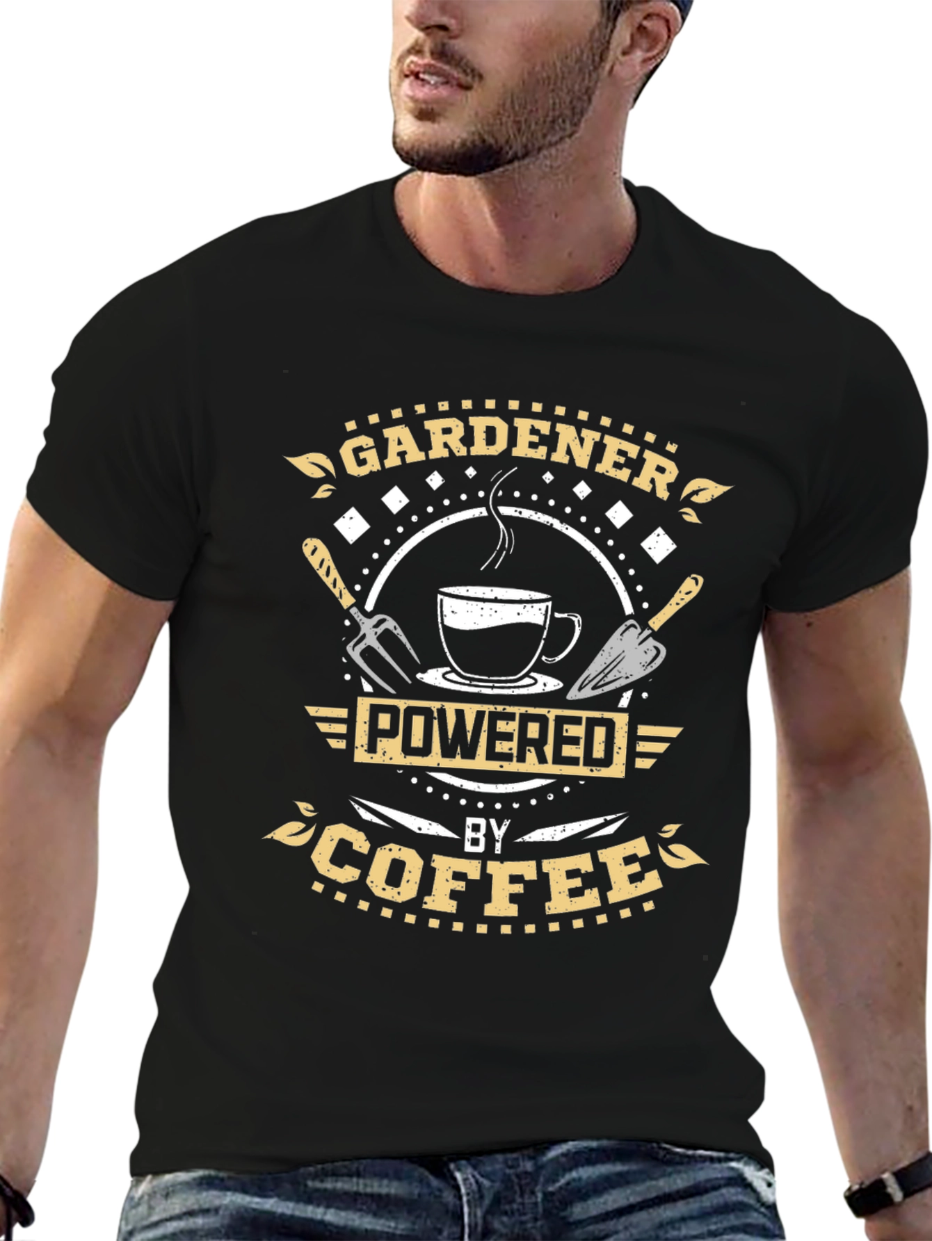 Gardener Powered by Coffee Black T-Shirt