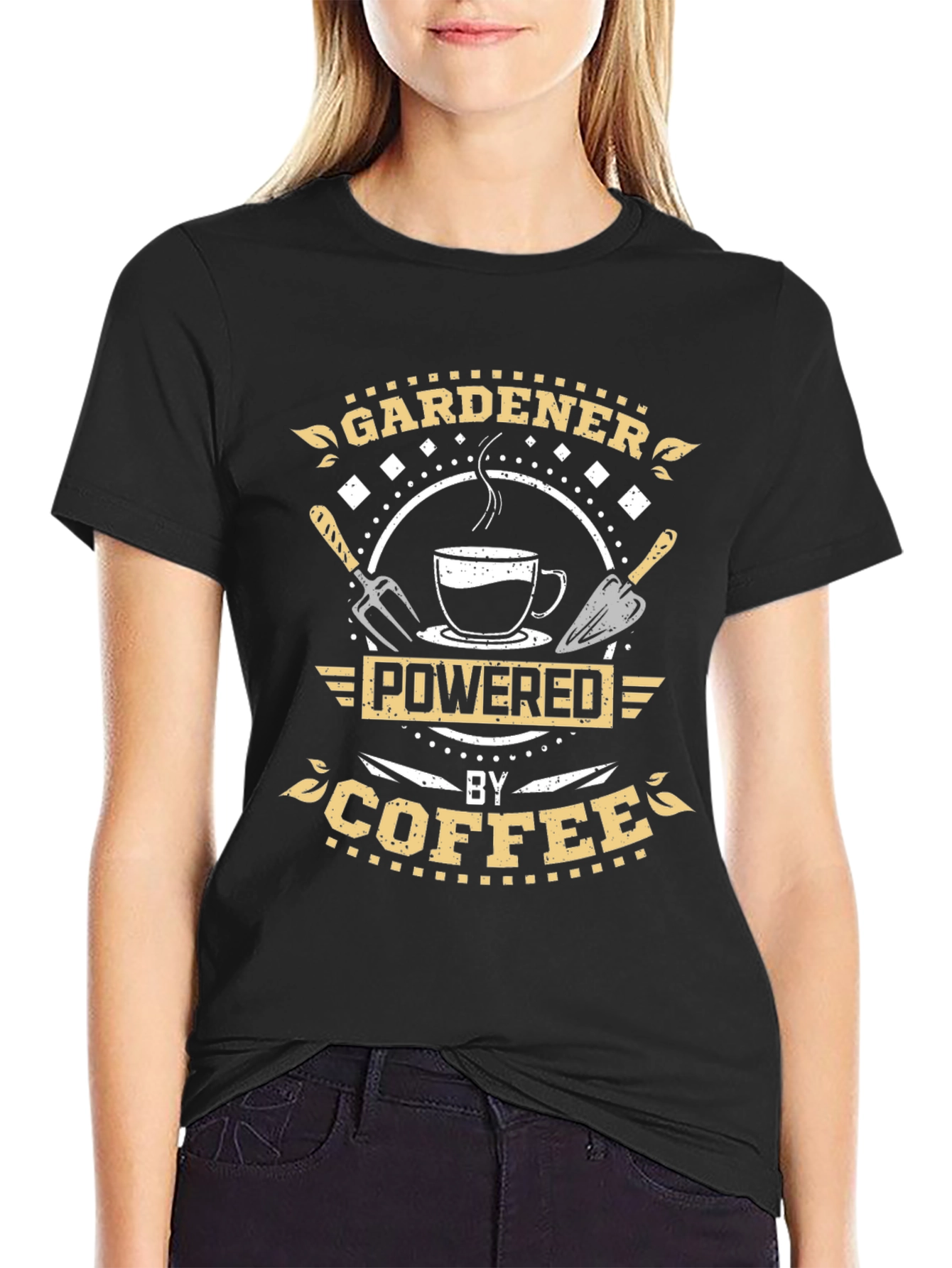 Gardener Powered by Coffee Black T-Shirt