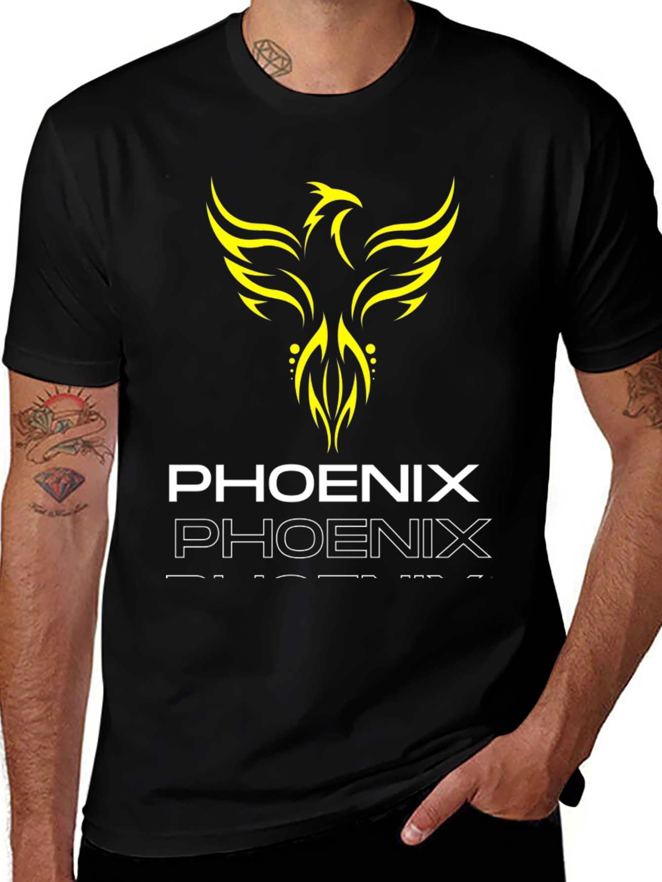 Phoenix Graphic Print Black T-Shirt