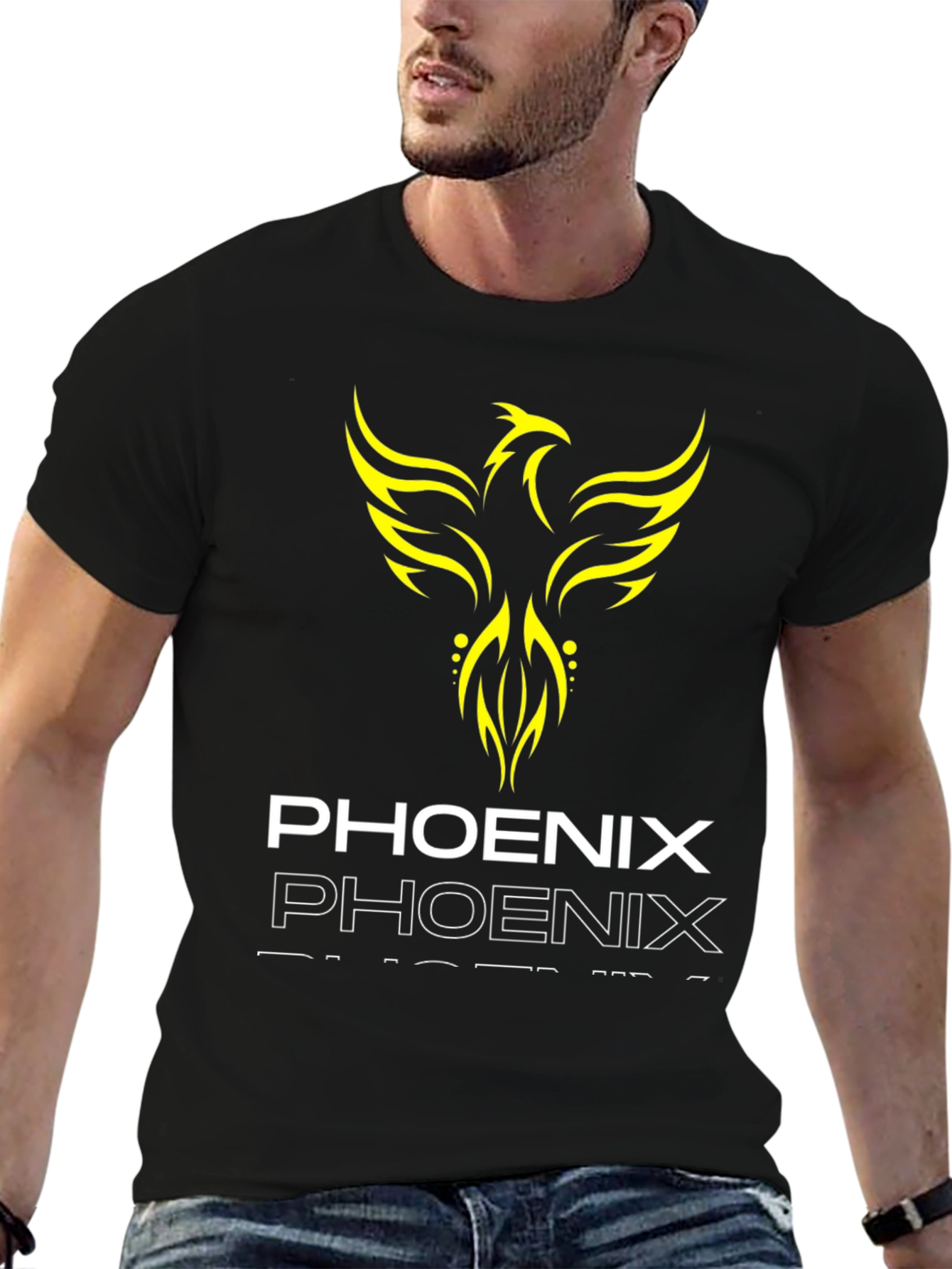 Phoenix Graphic Print Black T-Shirt