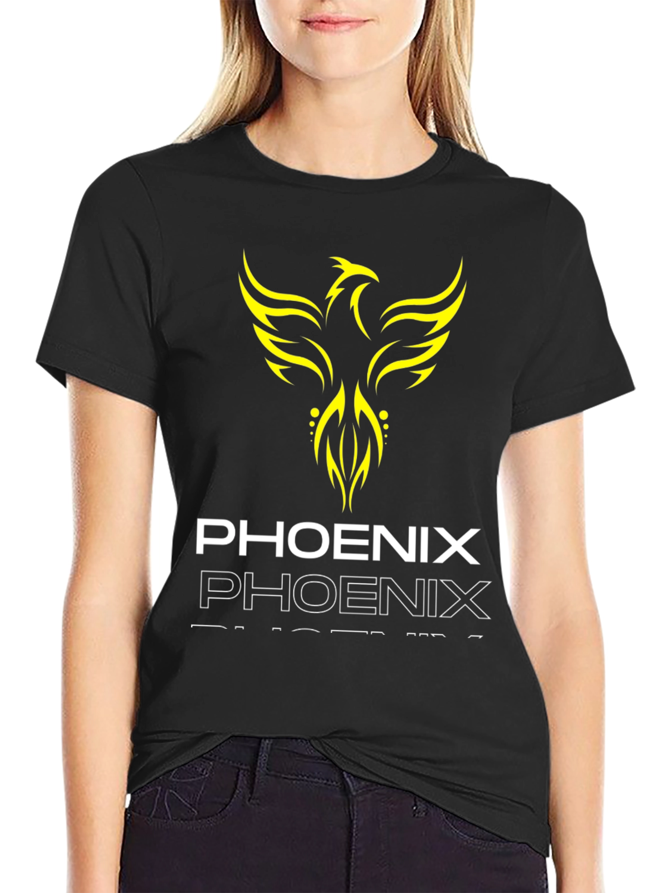 Phoenix Graphic Print Black T-Shirt