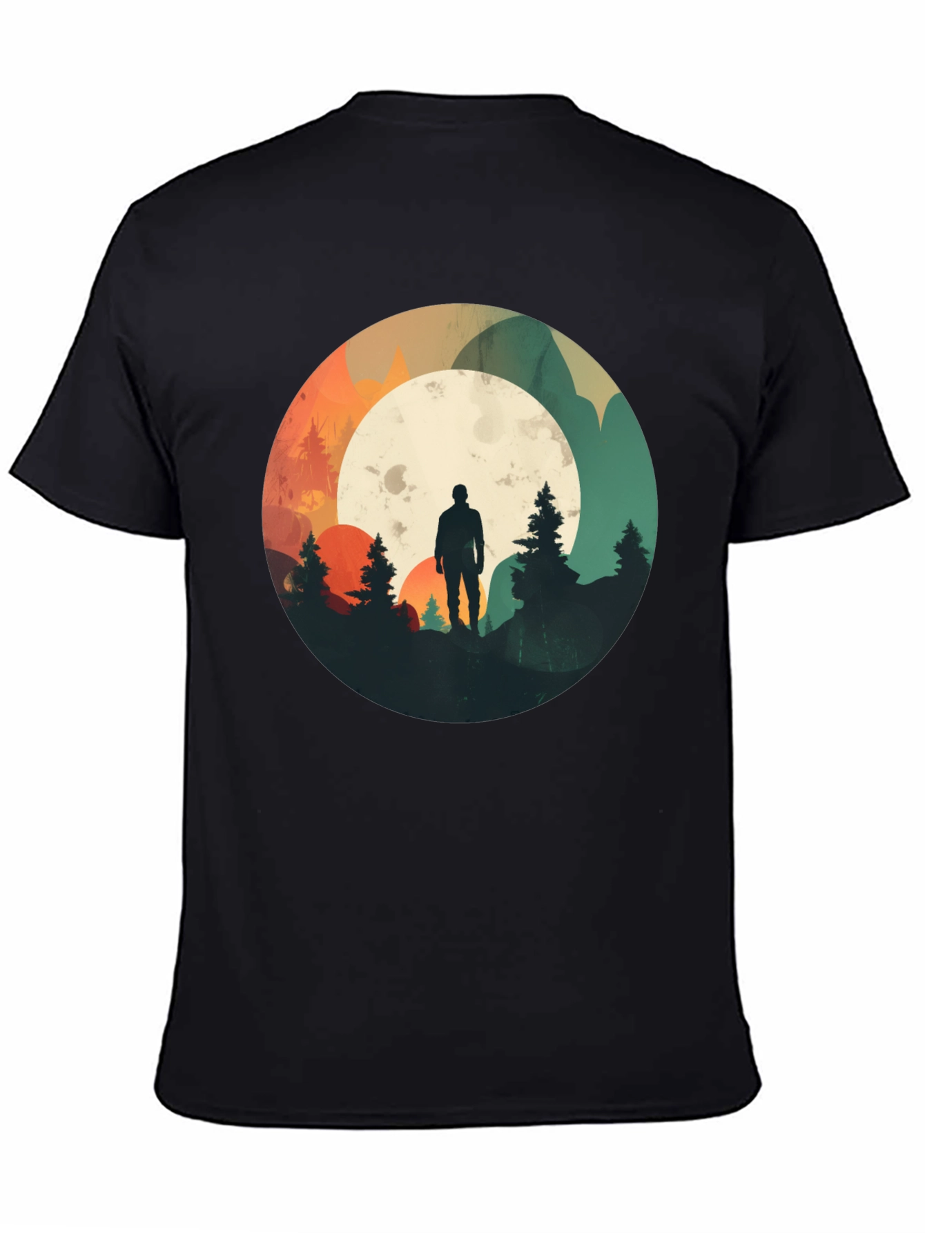 Nature Silhouette Graphic Tee - Black Cotton Blend