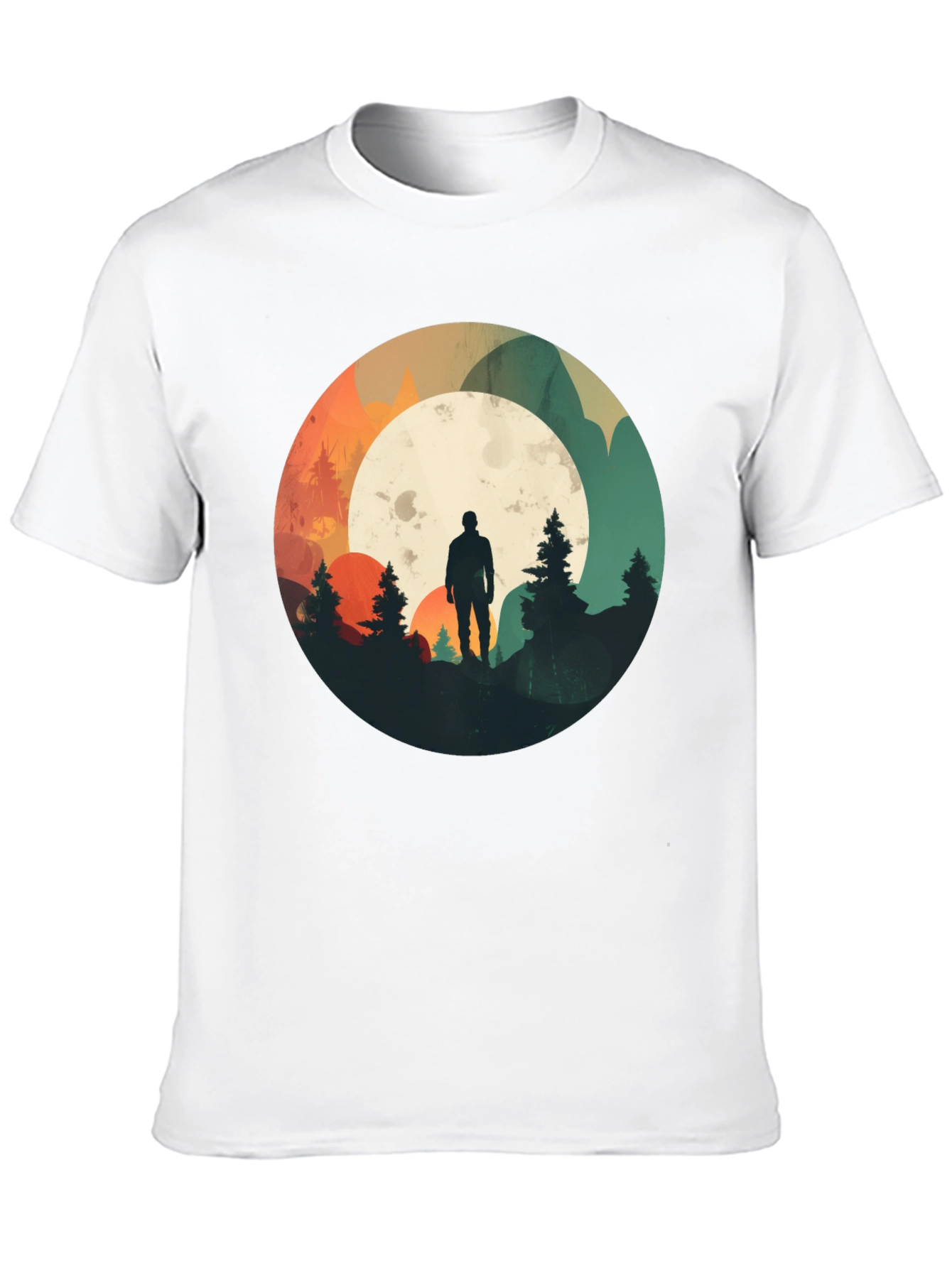 Nature Silhouette Graphic Tee - Black Cotton Blend