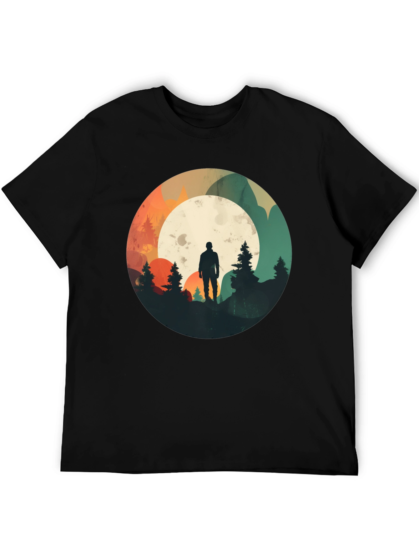 Nature Silhouette Graphic Tee - Black Cotton Blend
