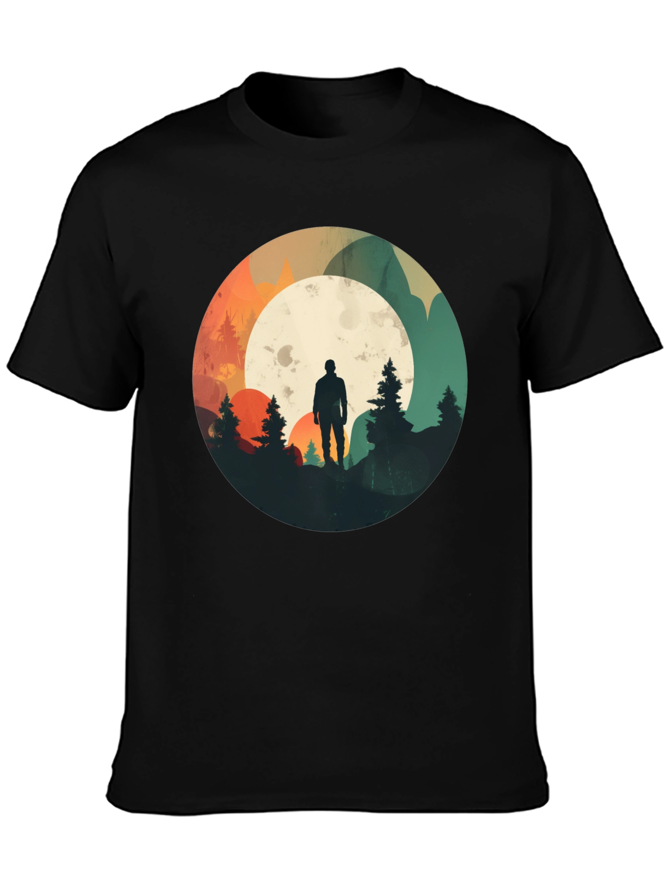 Nature Silhouette Graphic Tee - Black Cotton Blend