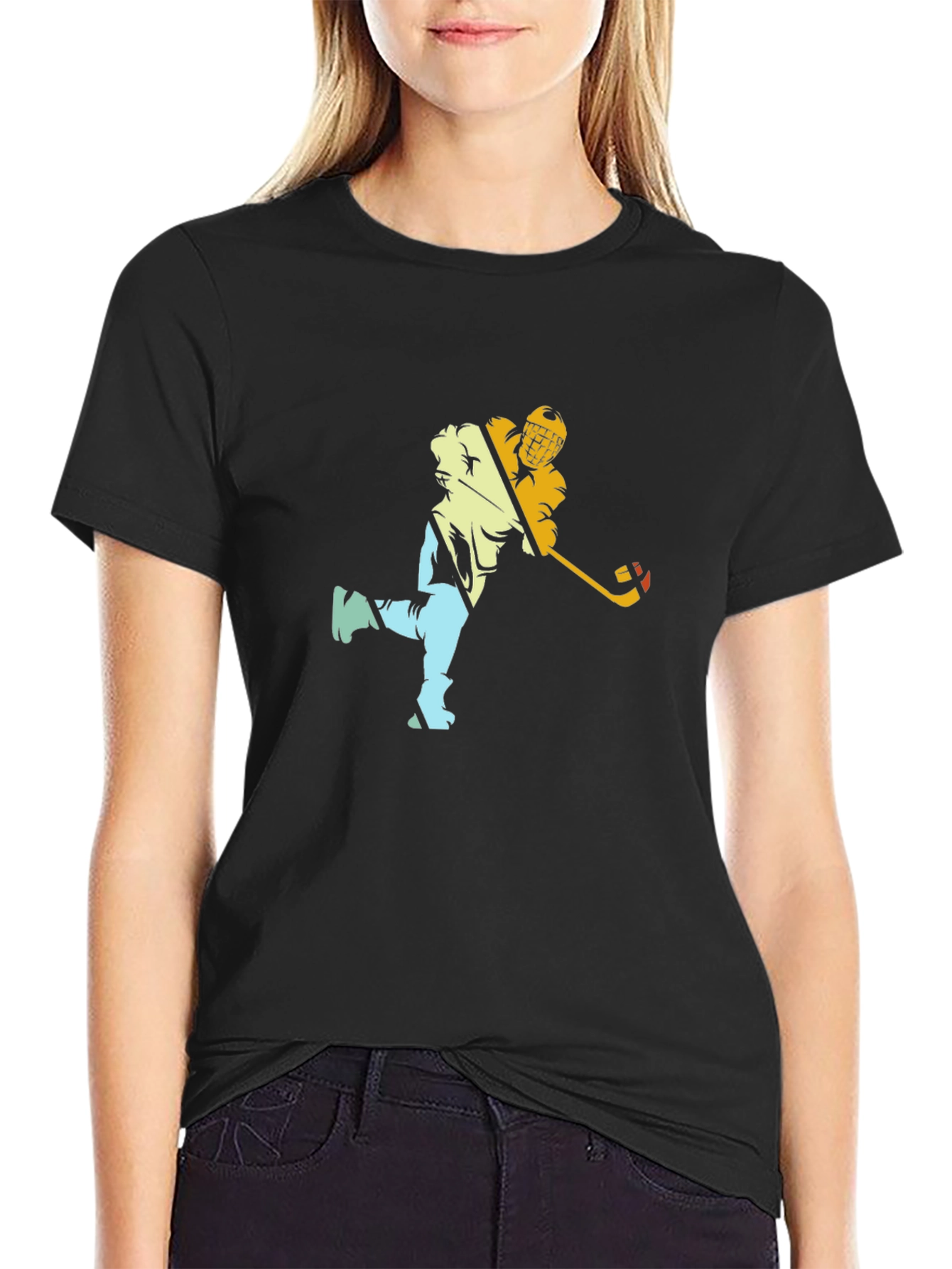 Hockey Player Graphic Black Tee