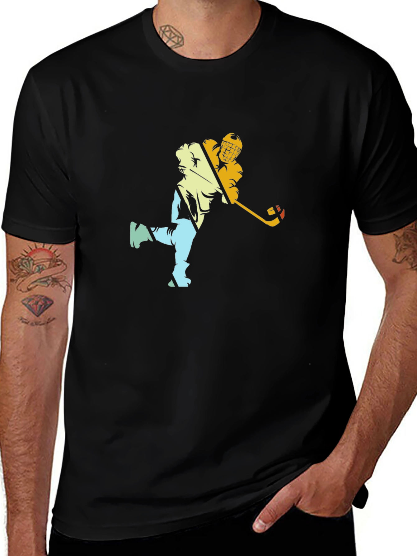Hockey Player Graphic Black Tee