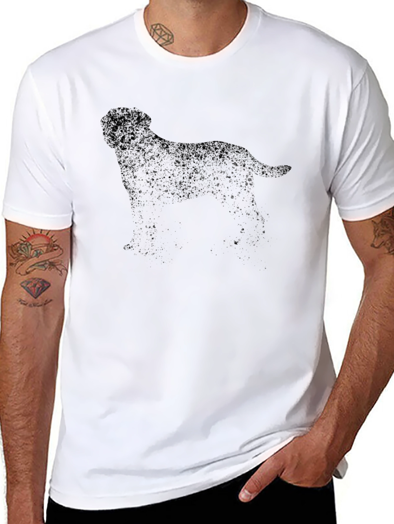Distressed Dog Silhouette Black T-Shirt