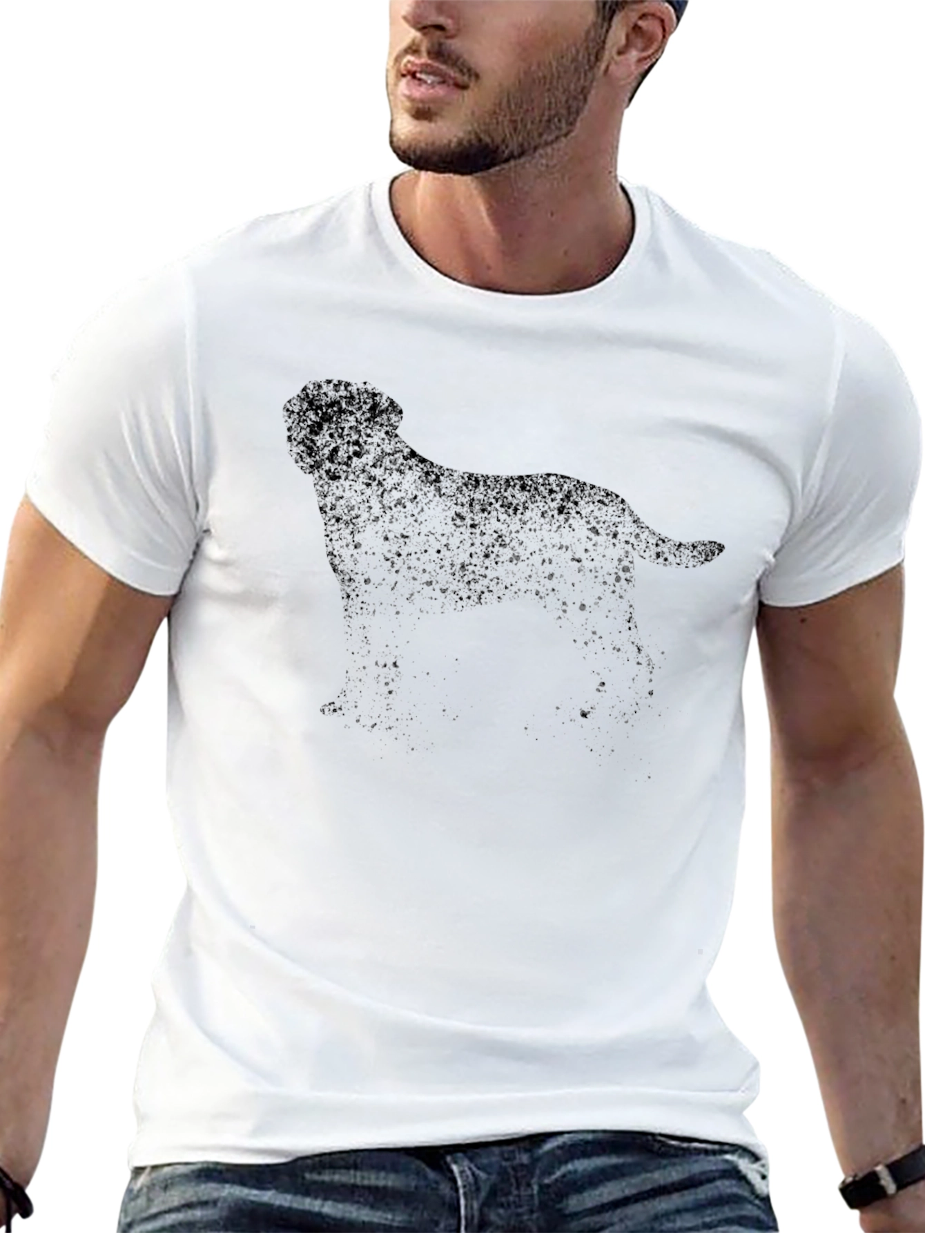 Distressed Dog Silhouette Black T-Shirt