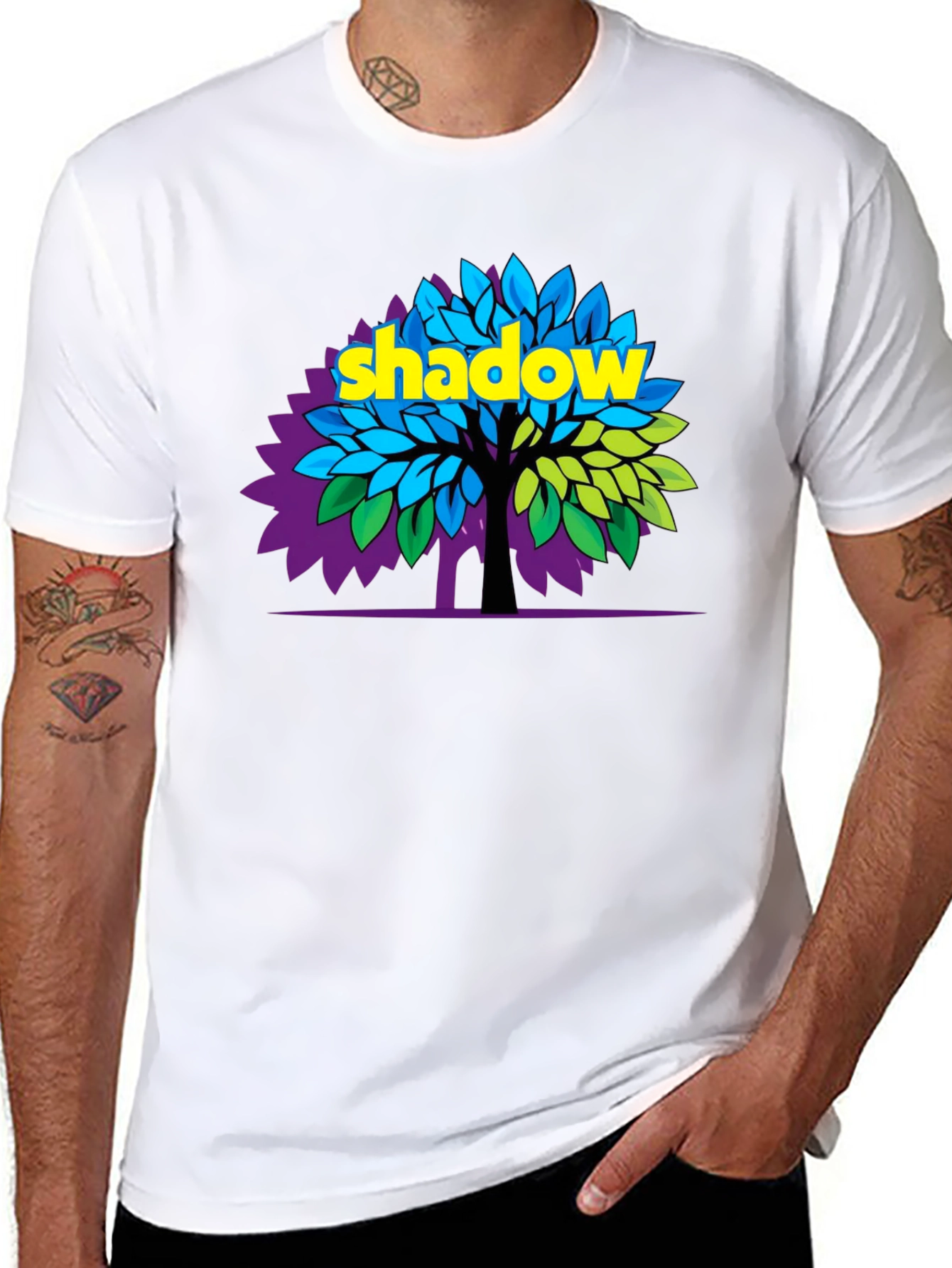 Shadow Tree Graphic Print Black T-Shirt