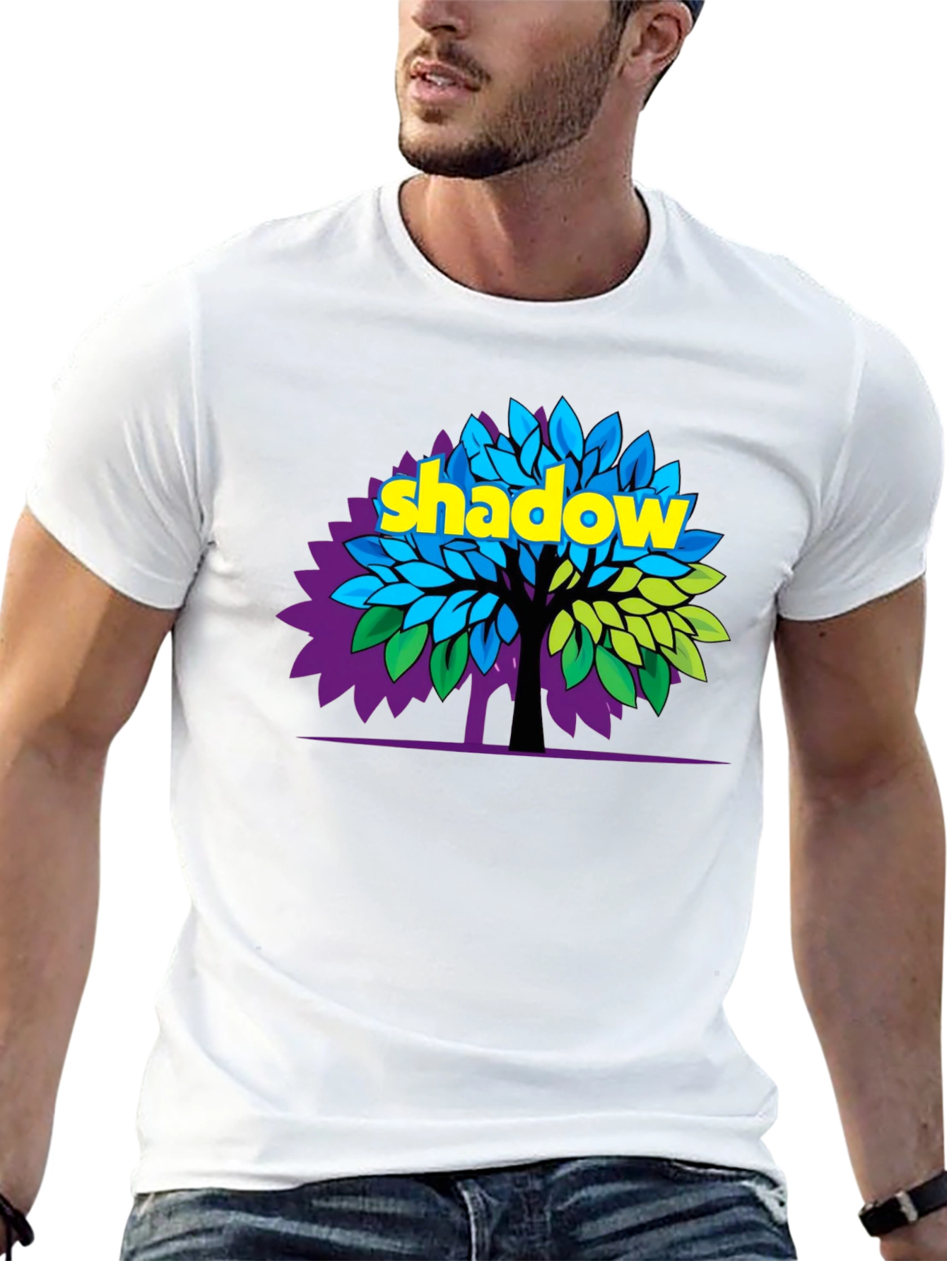 Shadow Tree Graphic Print Black T-Shirt