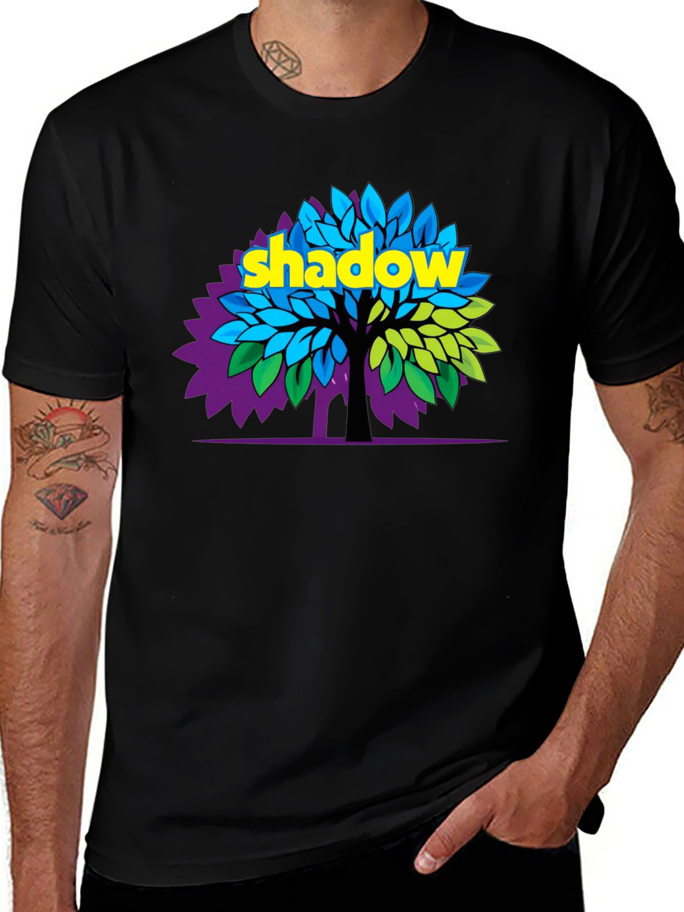 Shadow Tree Graphic Print Black T-Shirt