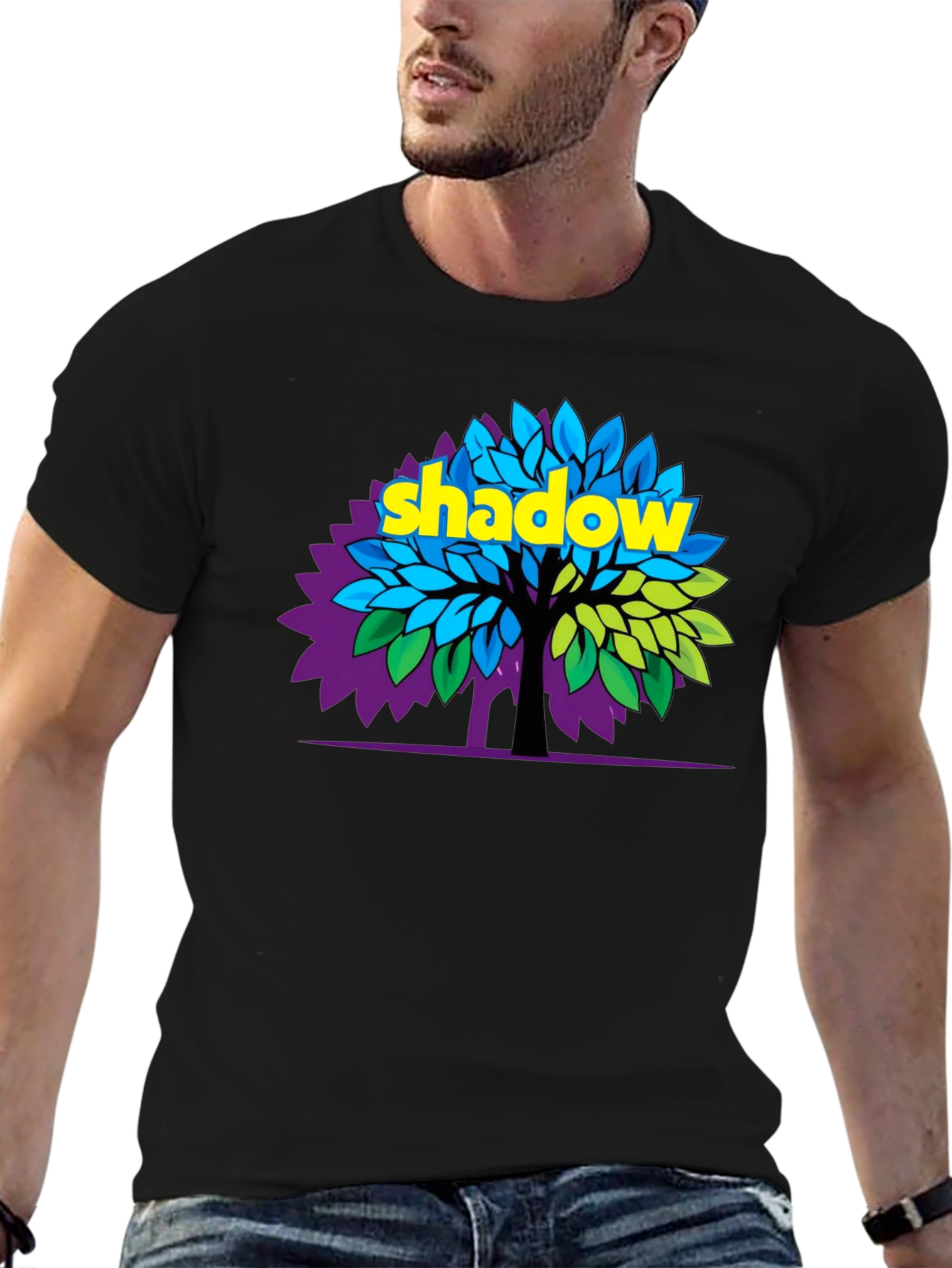 Shadow Tree Graphic Print Black T-Shirt