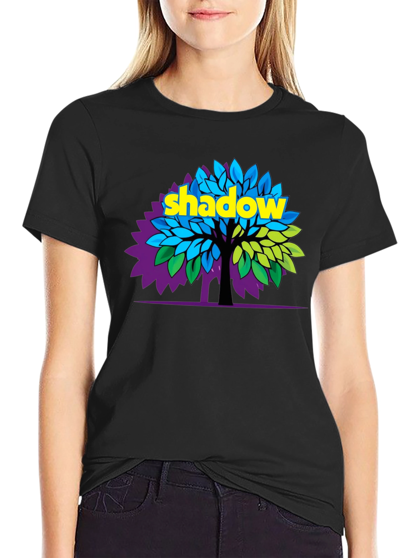 Shadow Tree Graphic Print Black T-Shirt