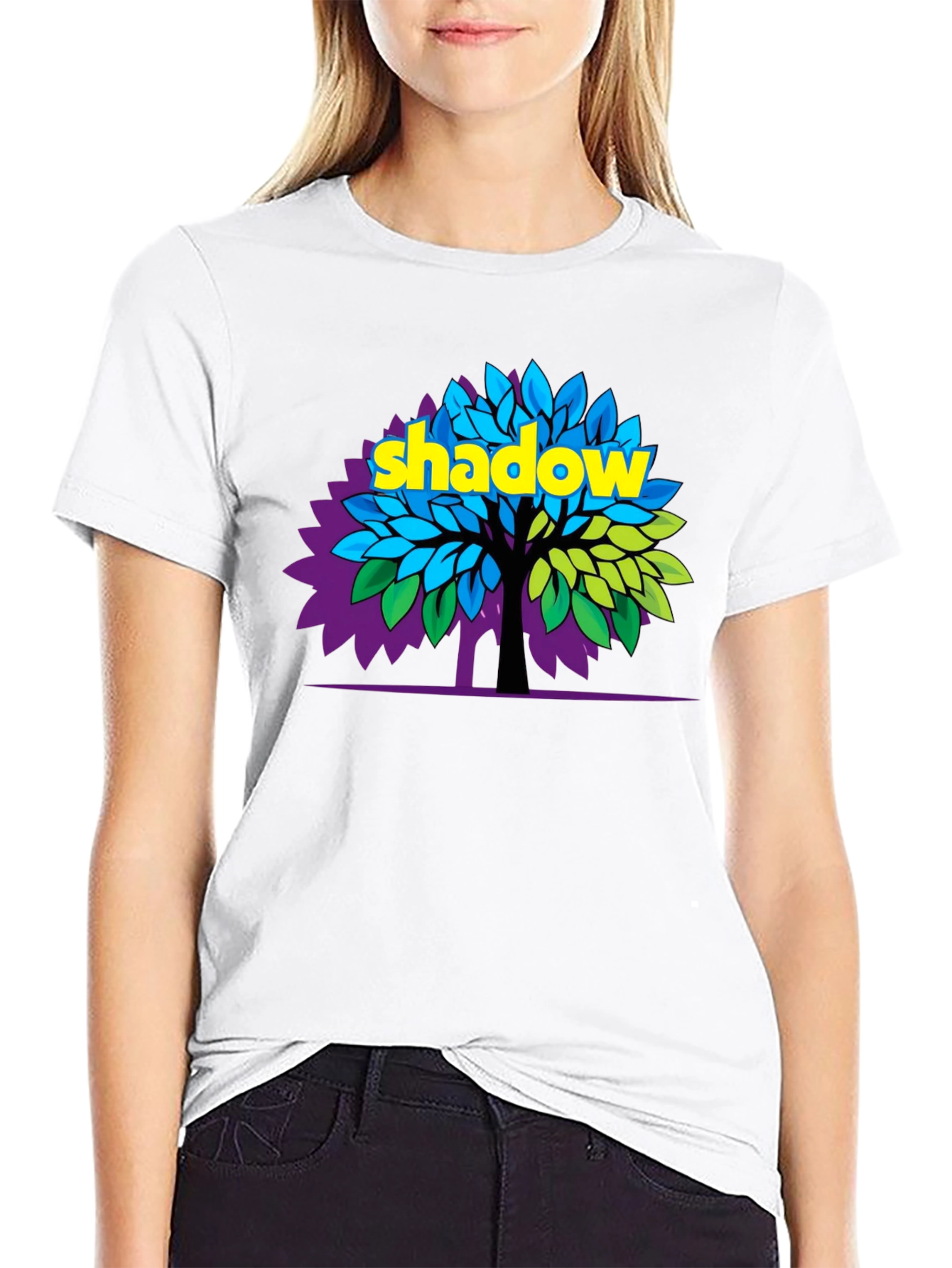 Shadow Tree Graphic Print Black T-Shirt