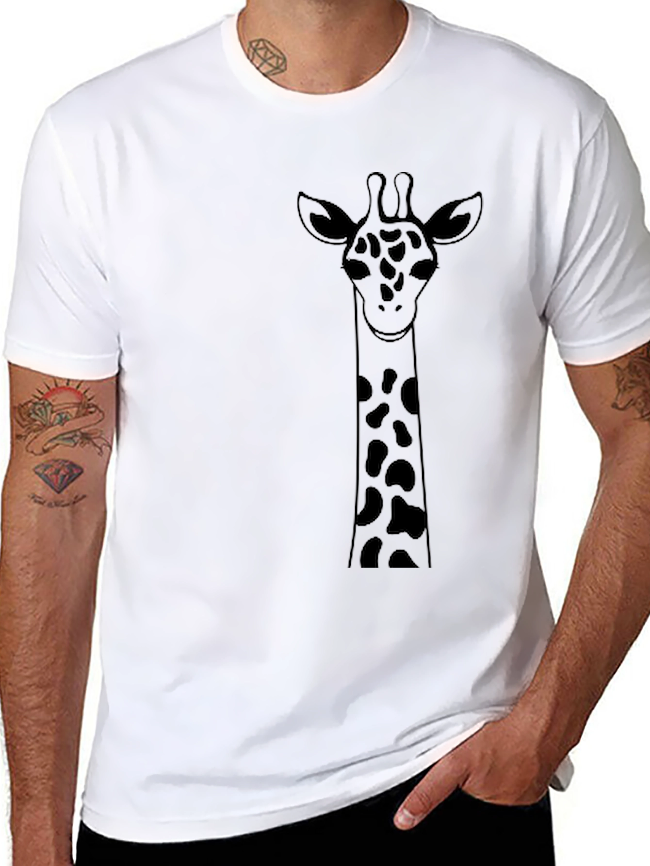 Giraffe Graphic Tee - Black Cotton T-Shirt