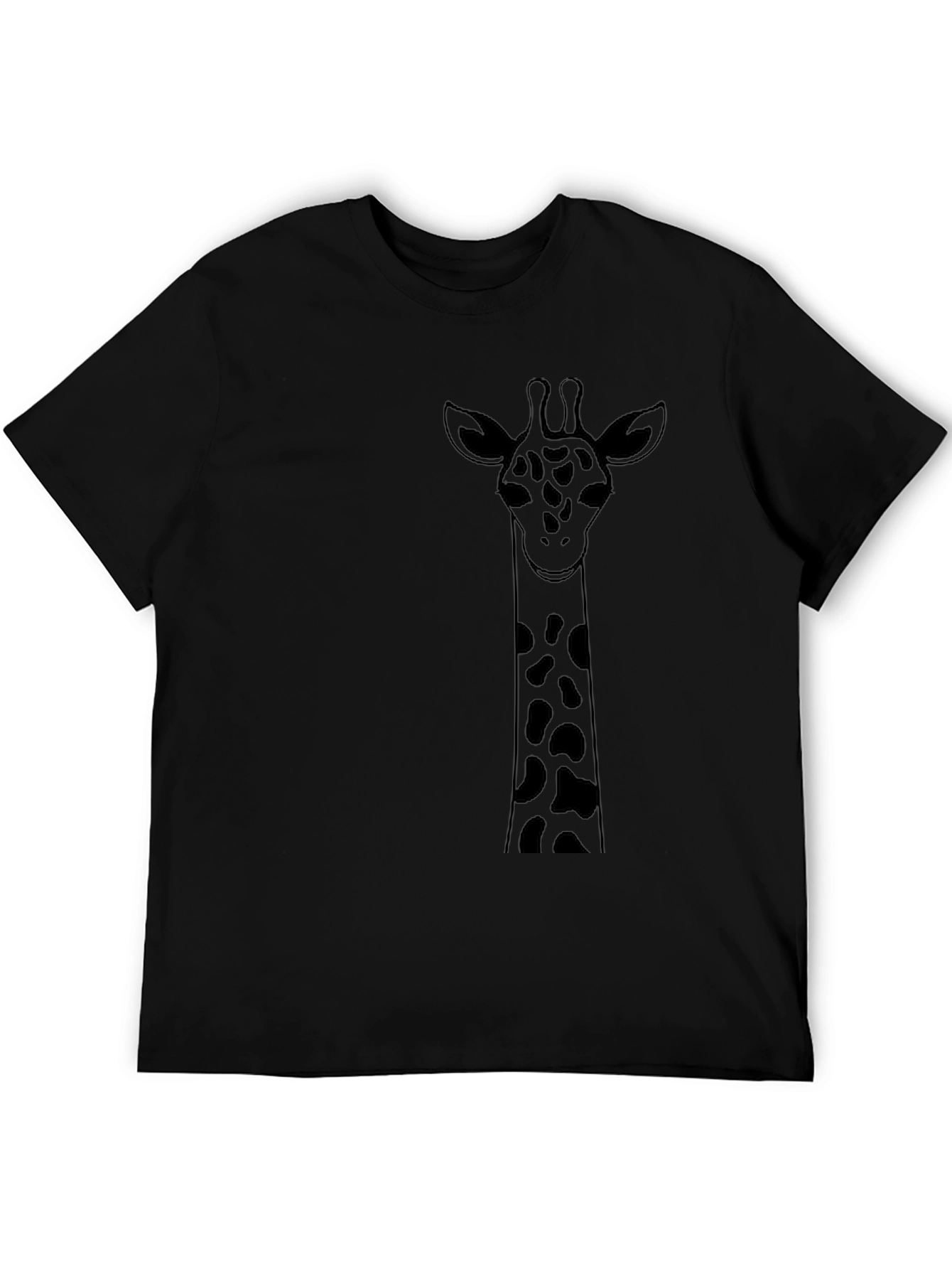 Giraffe Graphic Tee - Black Cotton T-Shirt