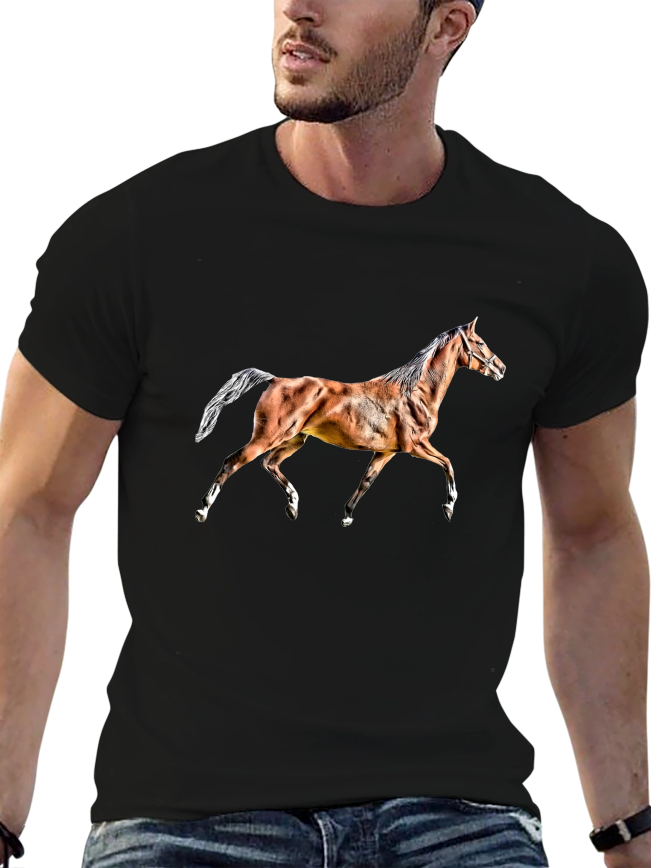 Horse Graphic T-Shirt - Mens Black Tee